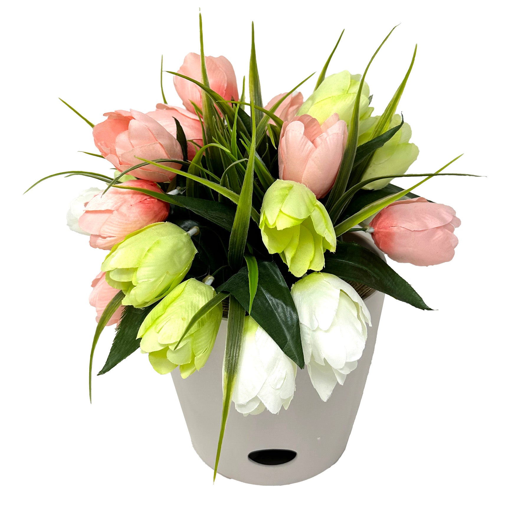 7" Round Self-Watering Bamboo Pot - Cream