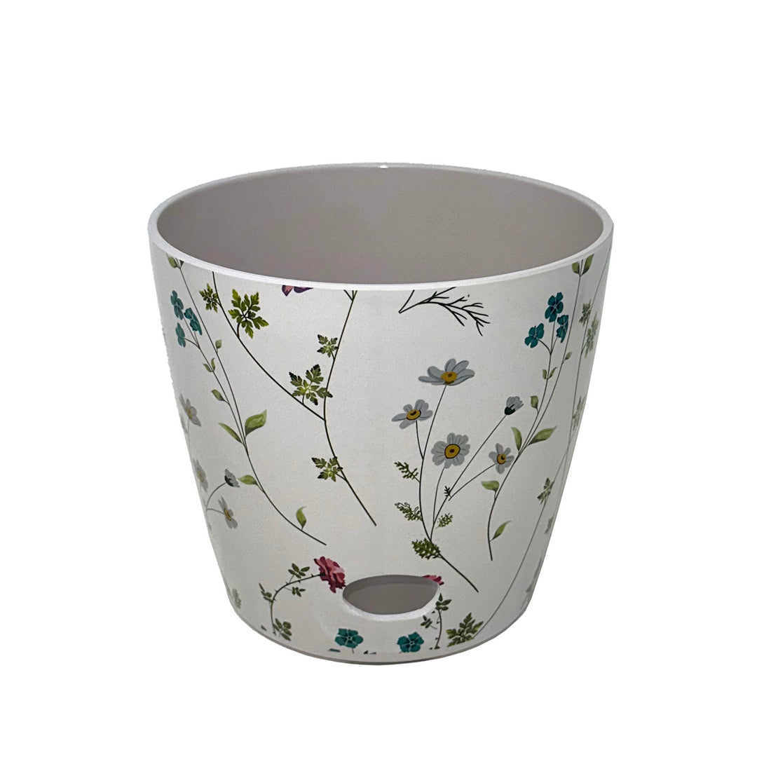 7" Round Self-Watering Bamboo Pot - Wildflower