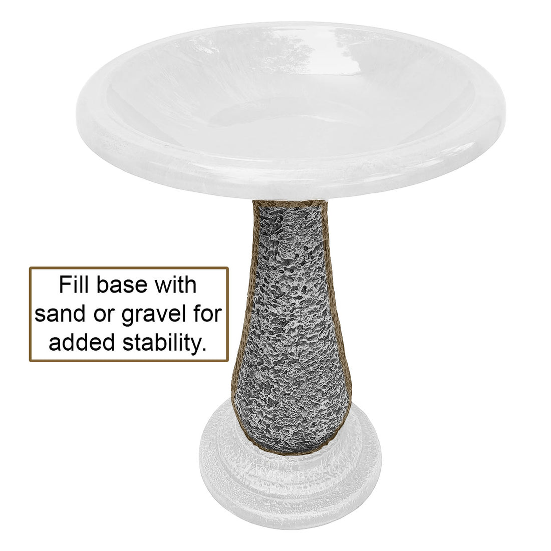 Red/Charcoal Fiber Clay Birdbath - 24"