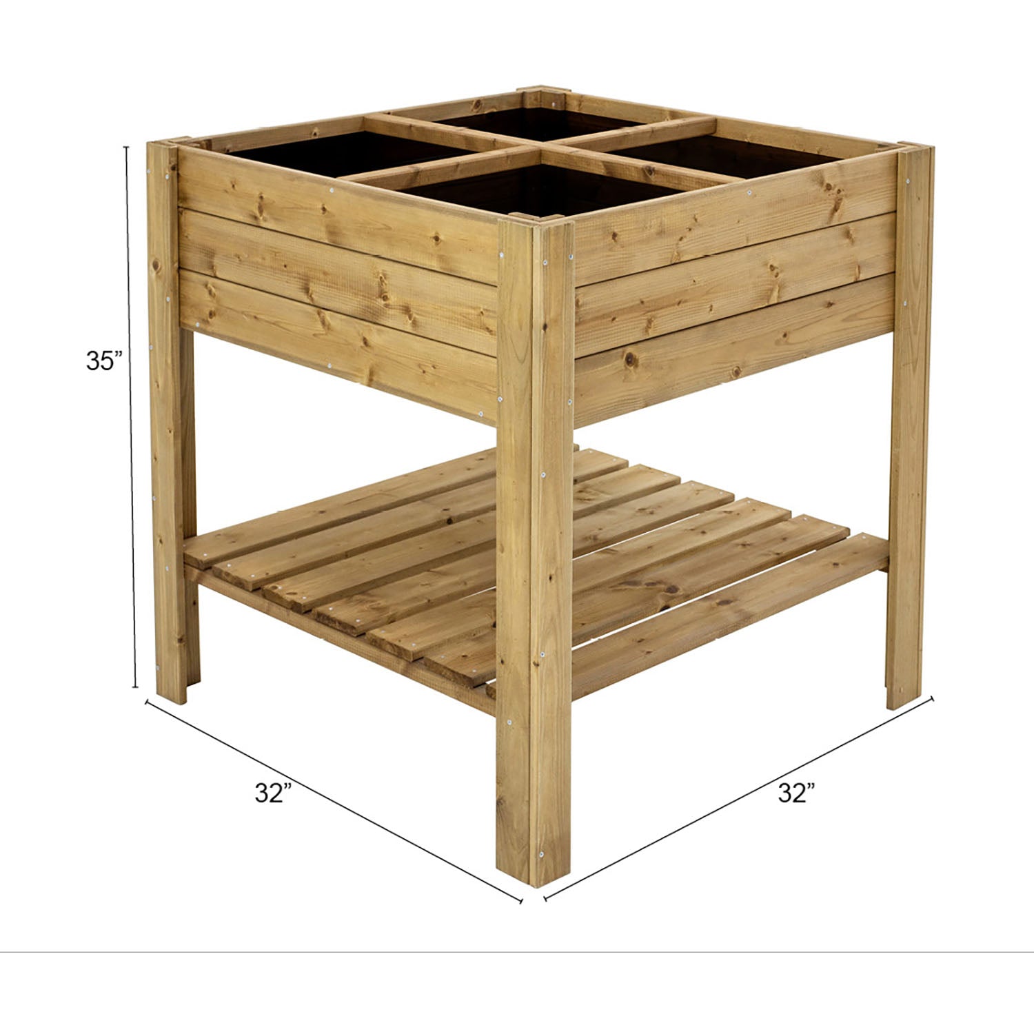 Square Raised Bed with Shelf