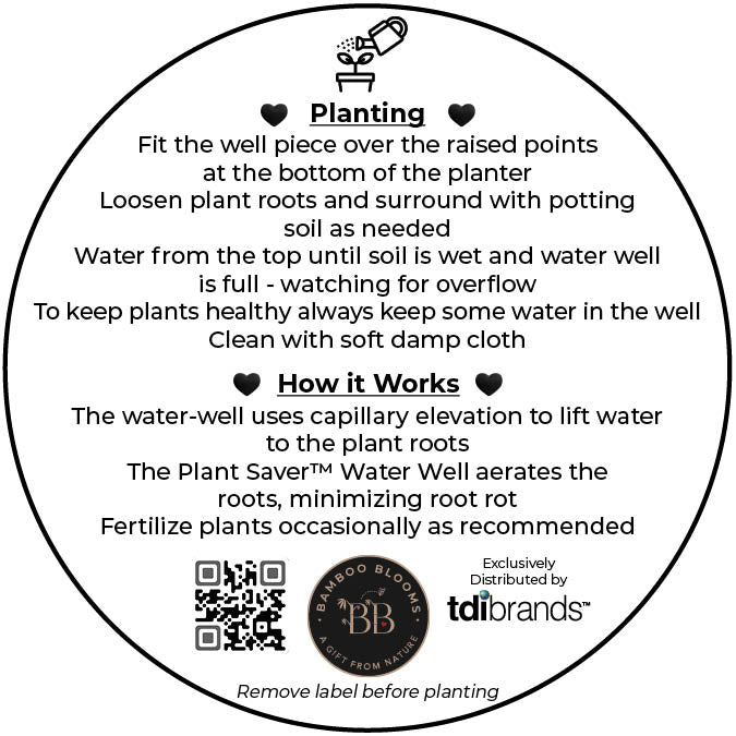 7" Round Self-Watering Bamboo Pot - Gray