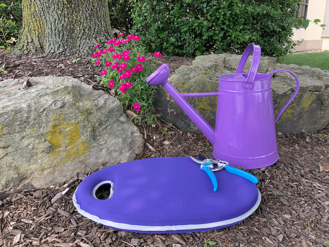Metal Watering Can & Memory Foam Kneel Cushion - 2.1 gal Violet