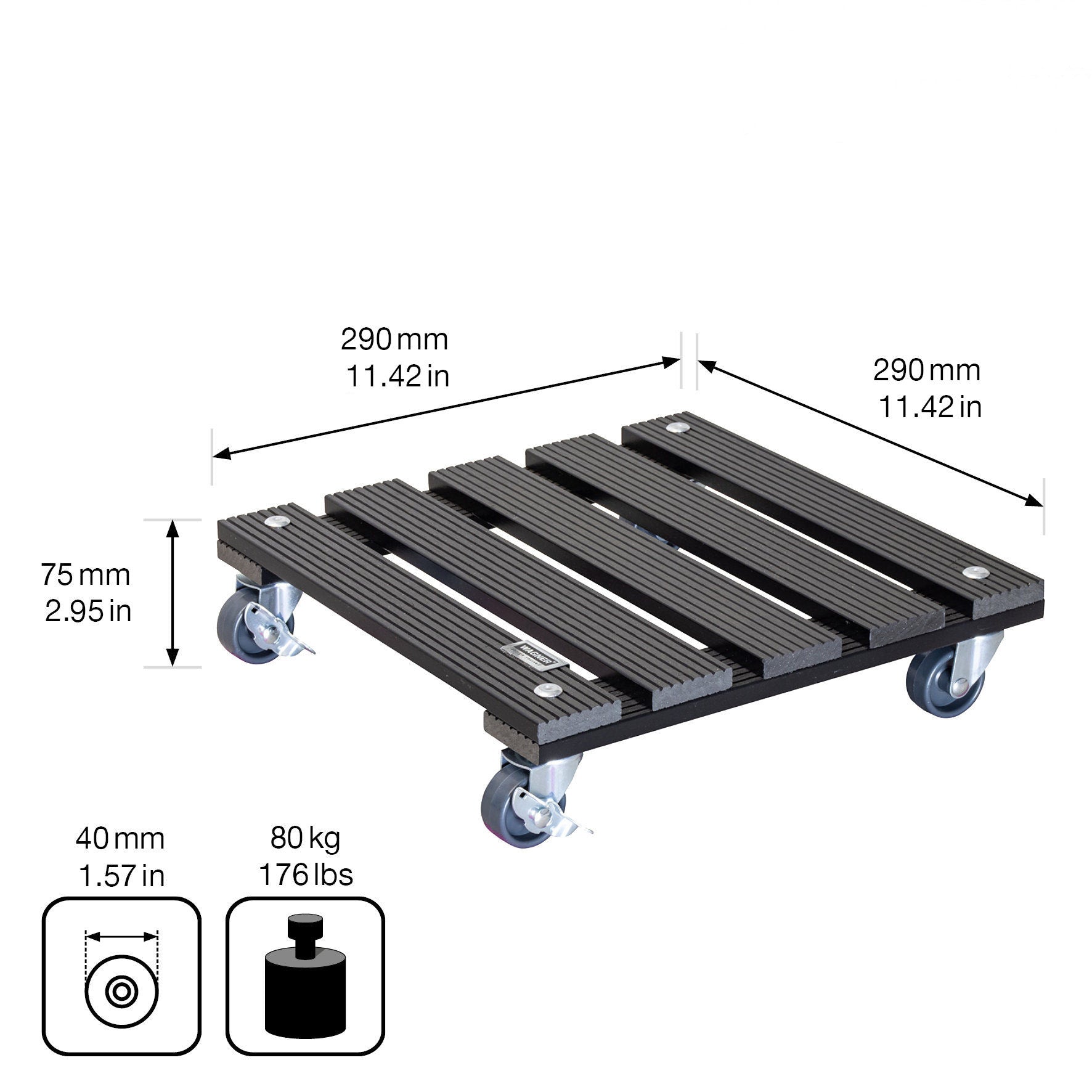 Wagner Waterproof Plant Caddy - 11.4" Gray Square