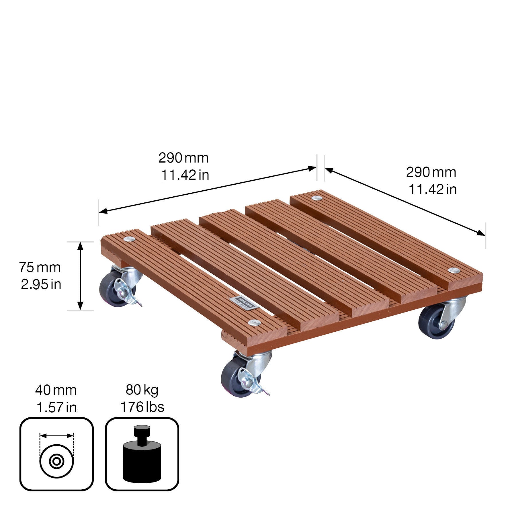 Wagner Waterproof Plant Caddy - 11.4" Terra Cotta Square