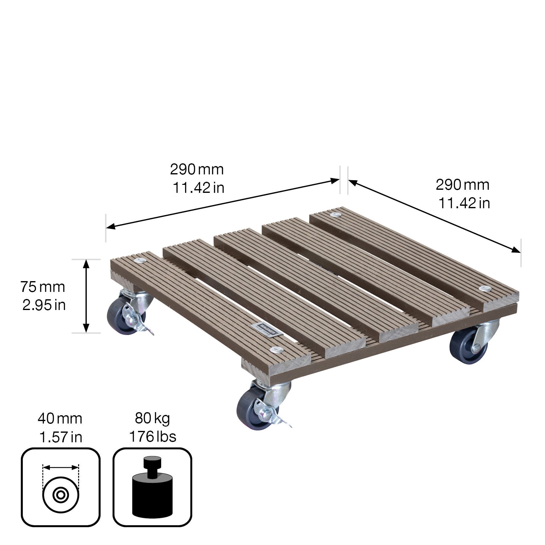 Wagner Waterproof Plant Caddy - 11.4" Taupe Square