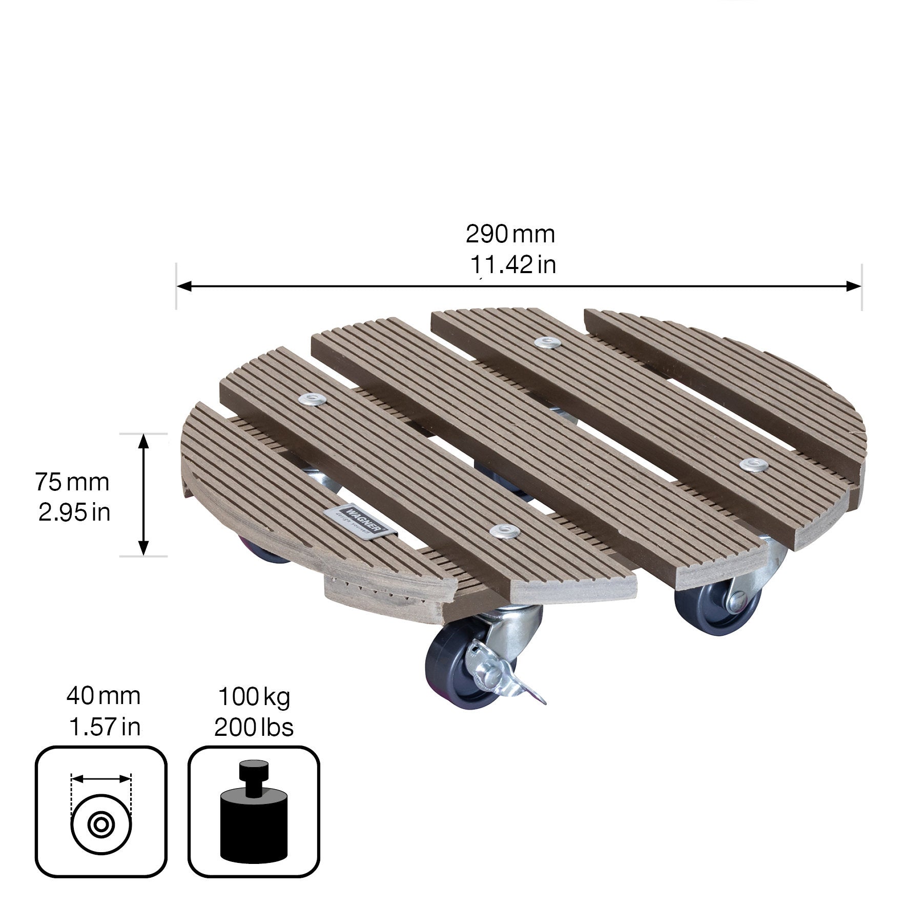 Wagner Waterproof Plant Caddy - 11.4" Taupe Round