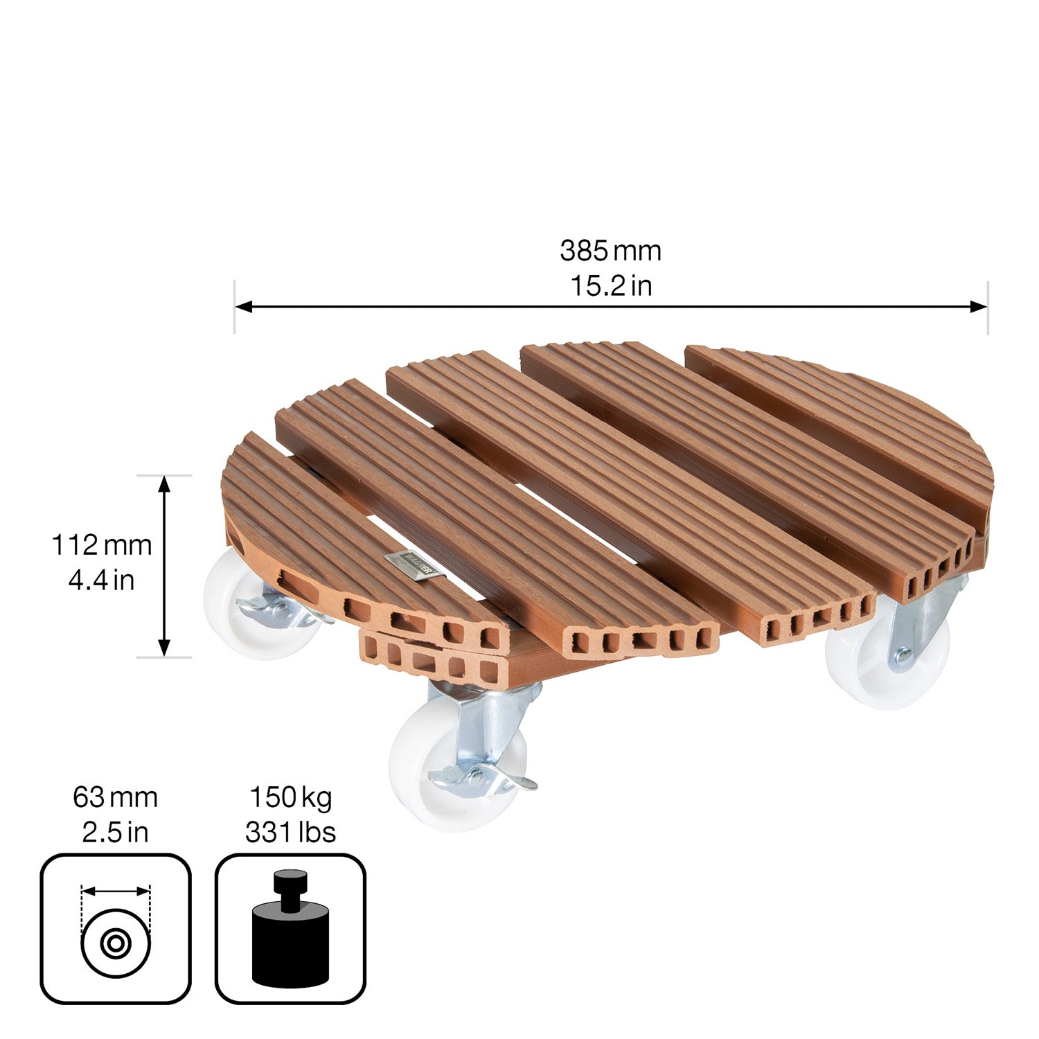 Wagner Waterproof Plant Caddy - 15.1" Terra Cotta Round