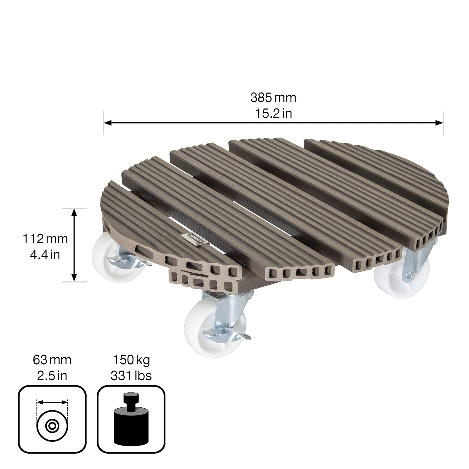 Wagner Waterproof Plant Caddy - 15.1" Taupe Round