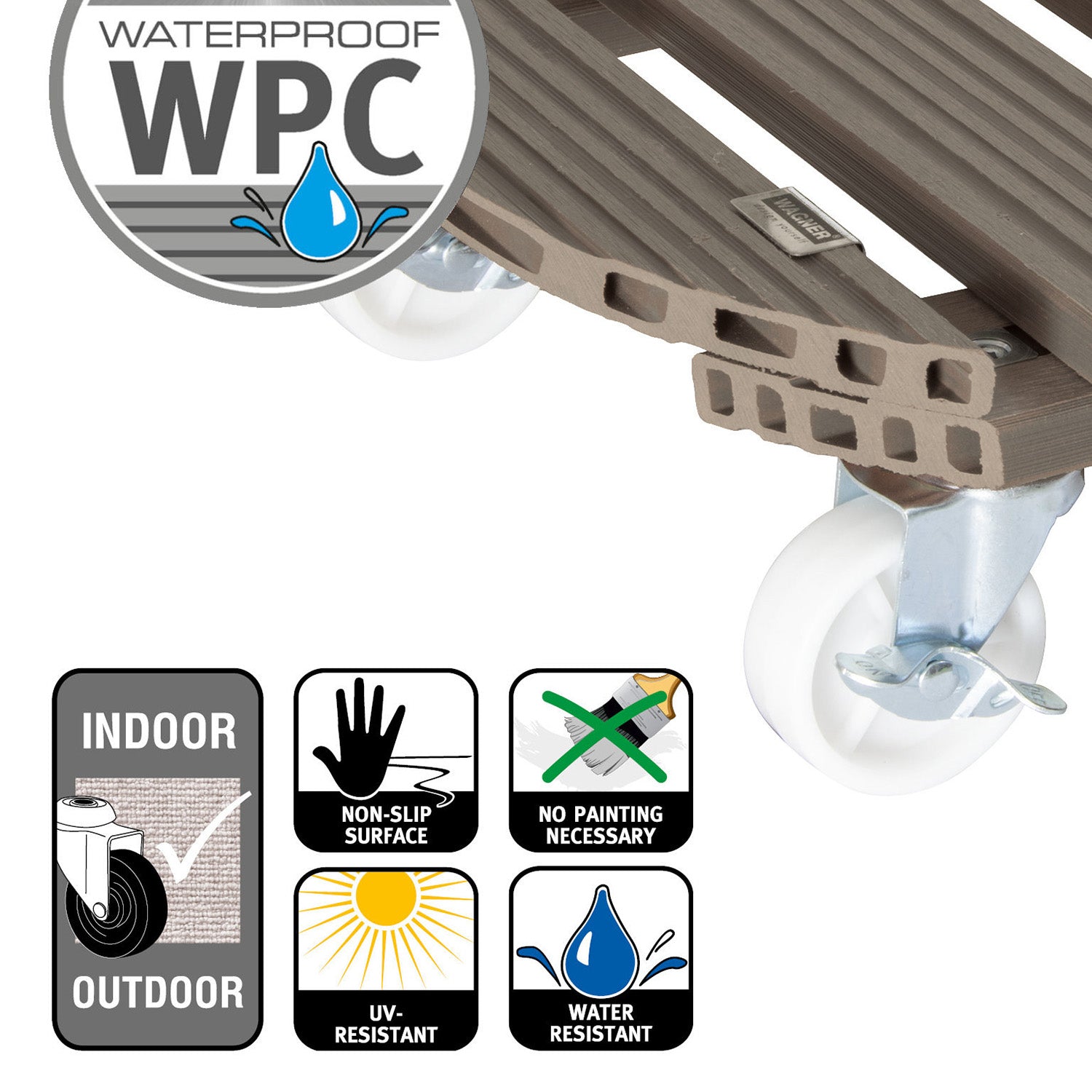 Wagner Waterproof Plant Caddy - 20" Taupe Round