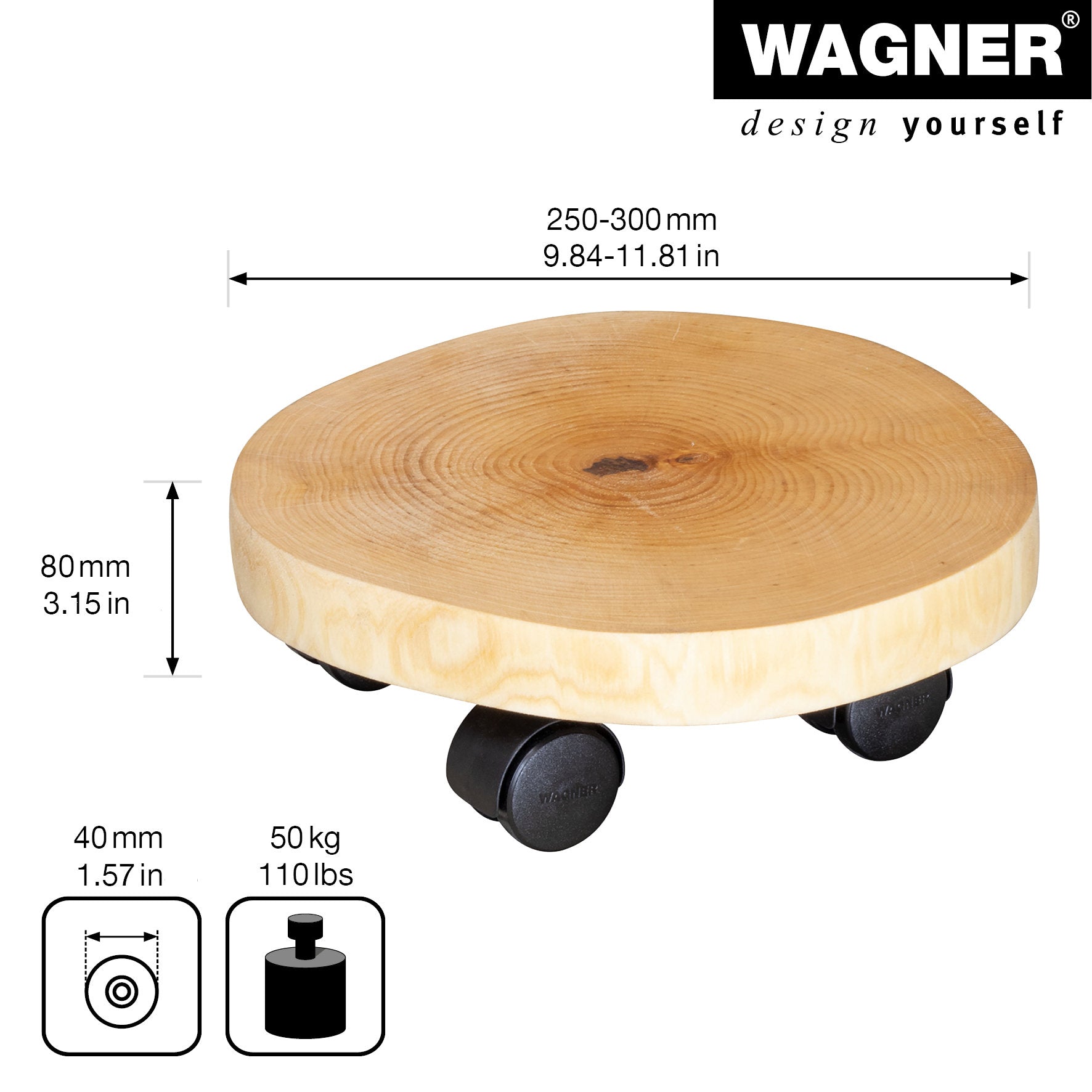Wooden Plant Caddy - 10" Natural Birch Round
