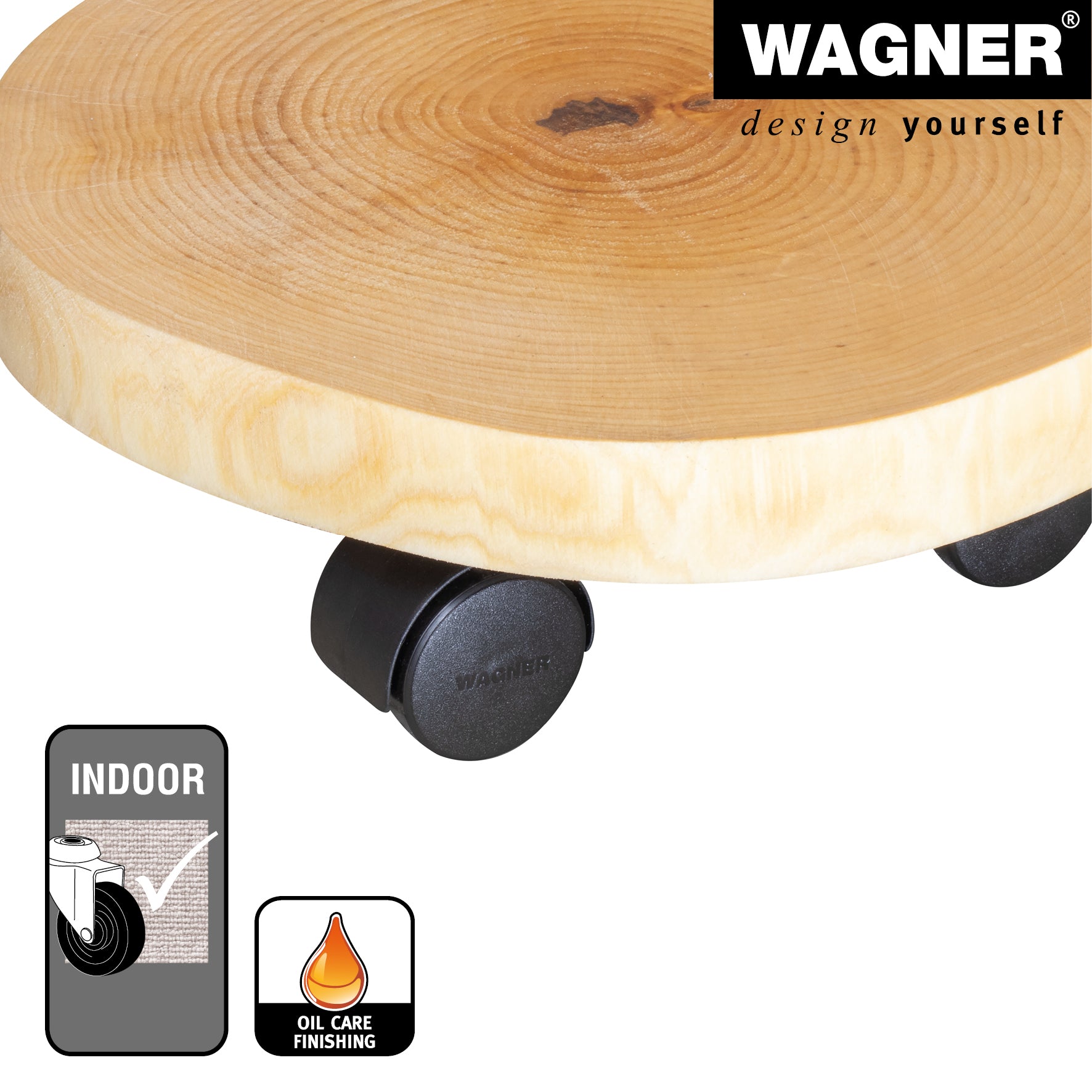 Wooden Plant Caddy - 10" Natural Birch Round