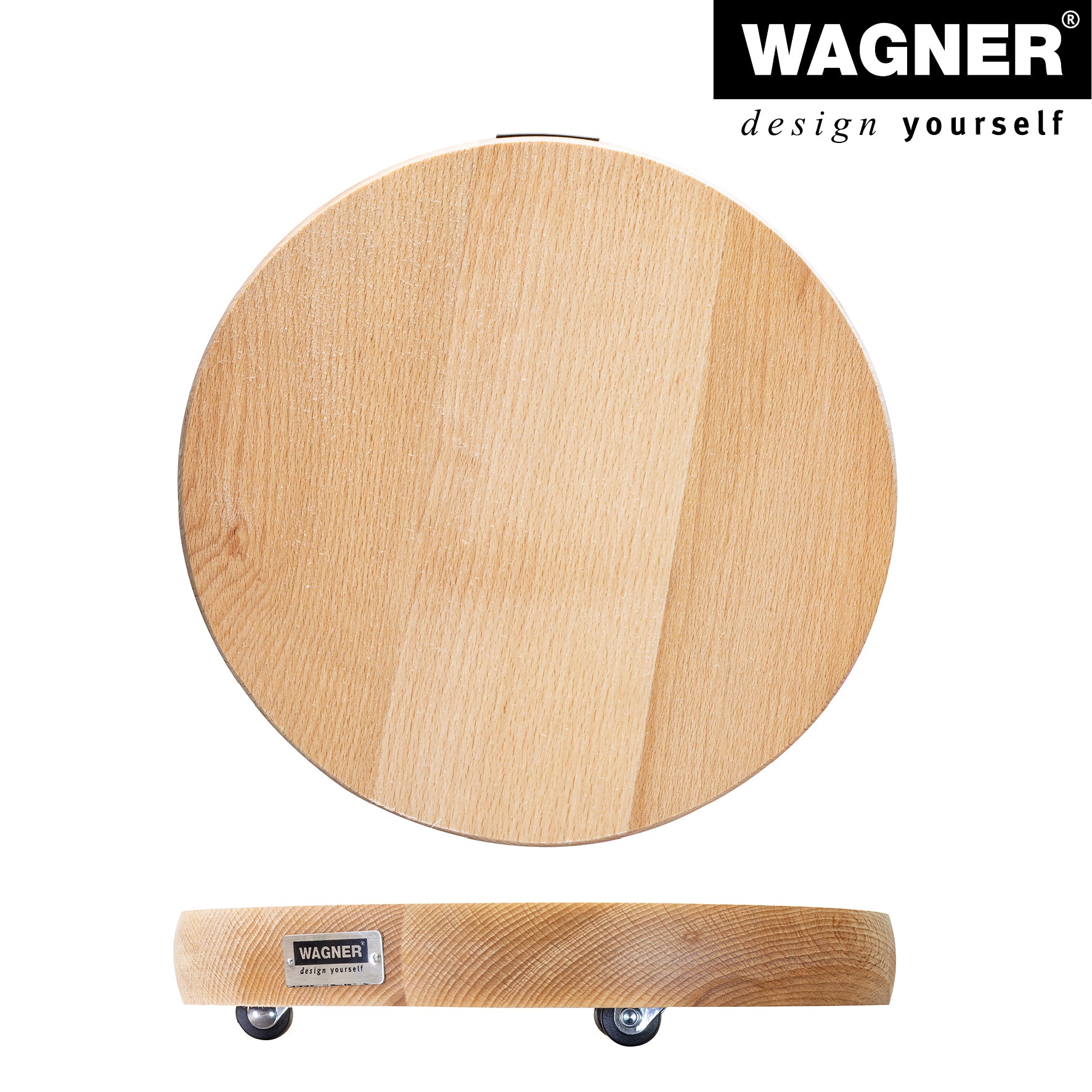 Wooden Plant Caddy w/No-Show Casters - 10" Natural Round