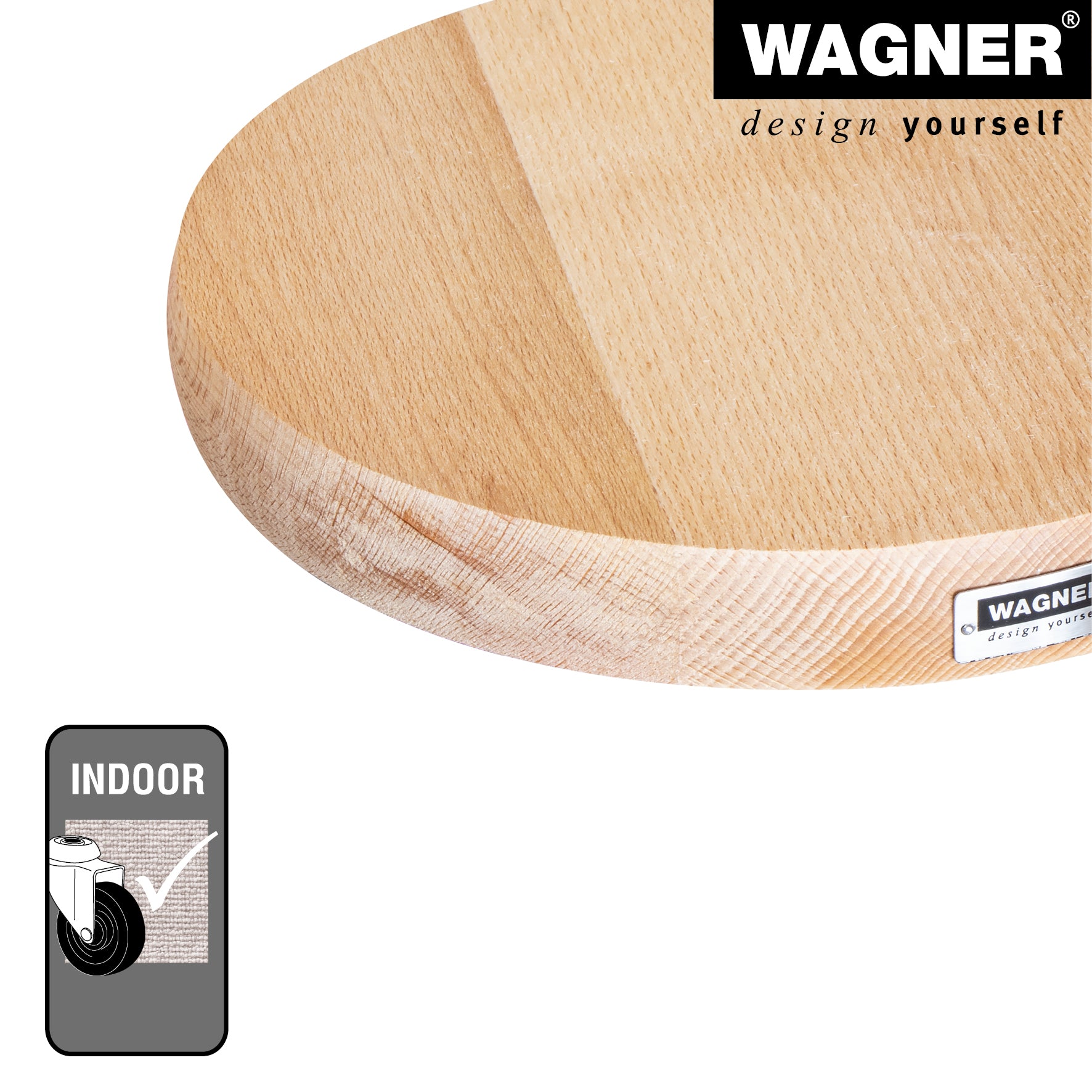 Wooden Plant Caddy w/No-Show Casters - 10" Natural Round