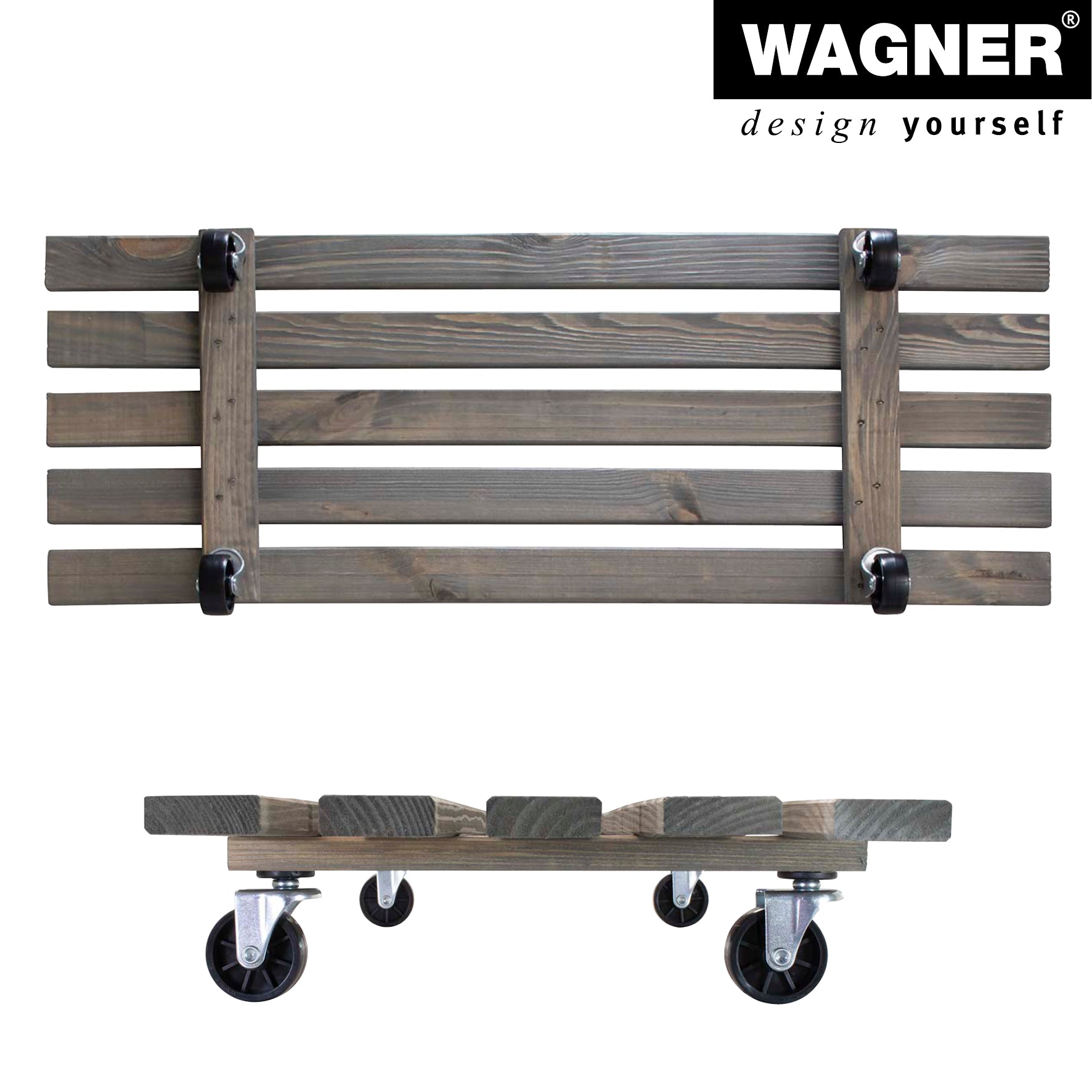 Wooden Plant Caddy - 11.5" x 31" Gray Rectangle