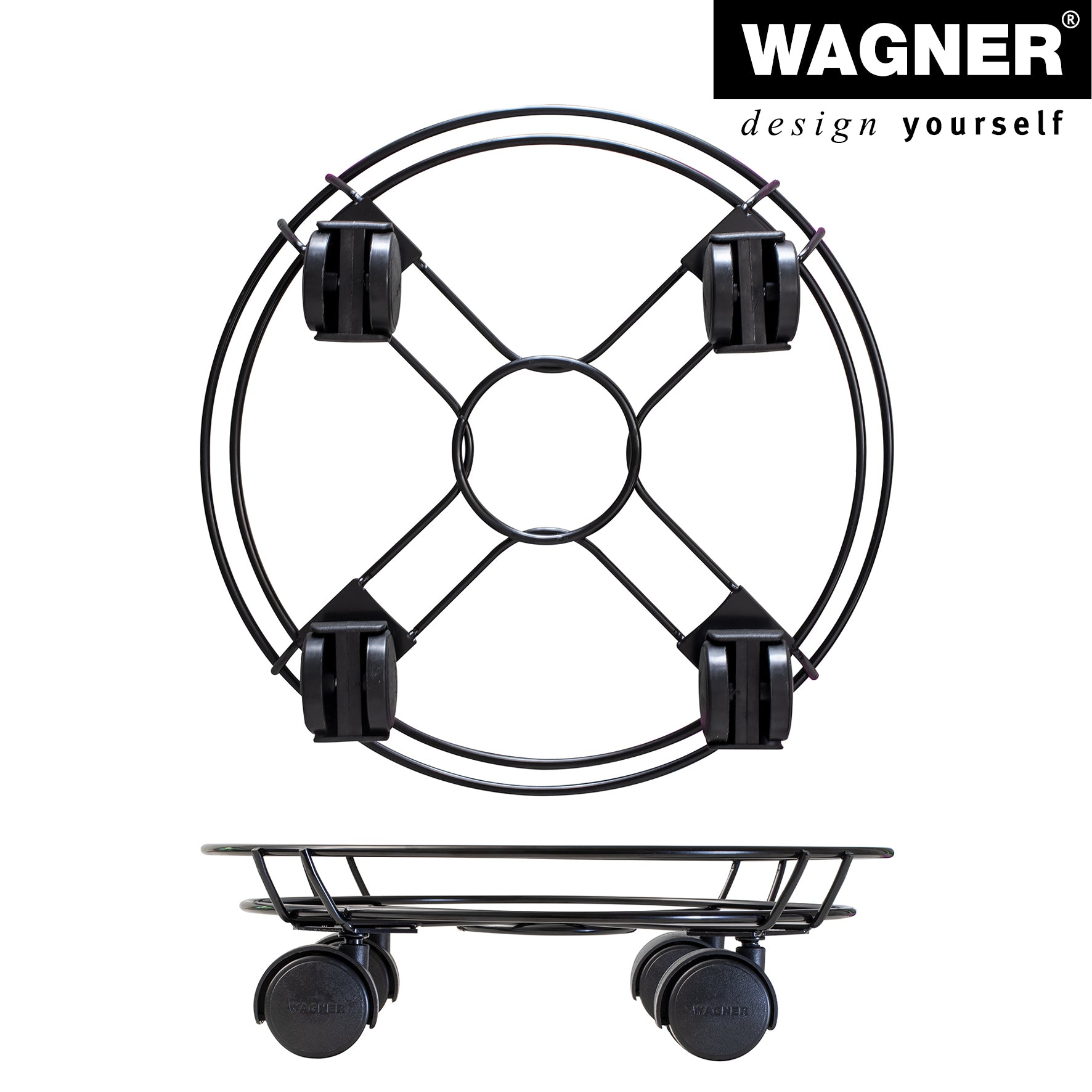 Wire Plant Caddy - 11.8" Black Round