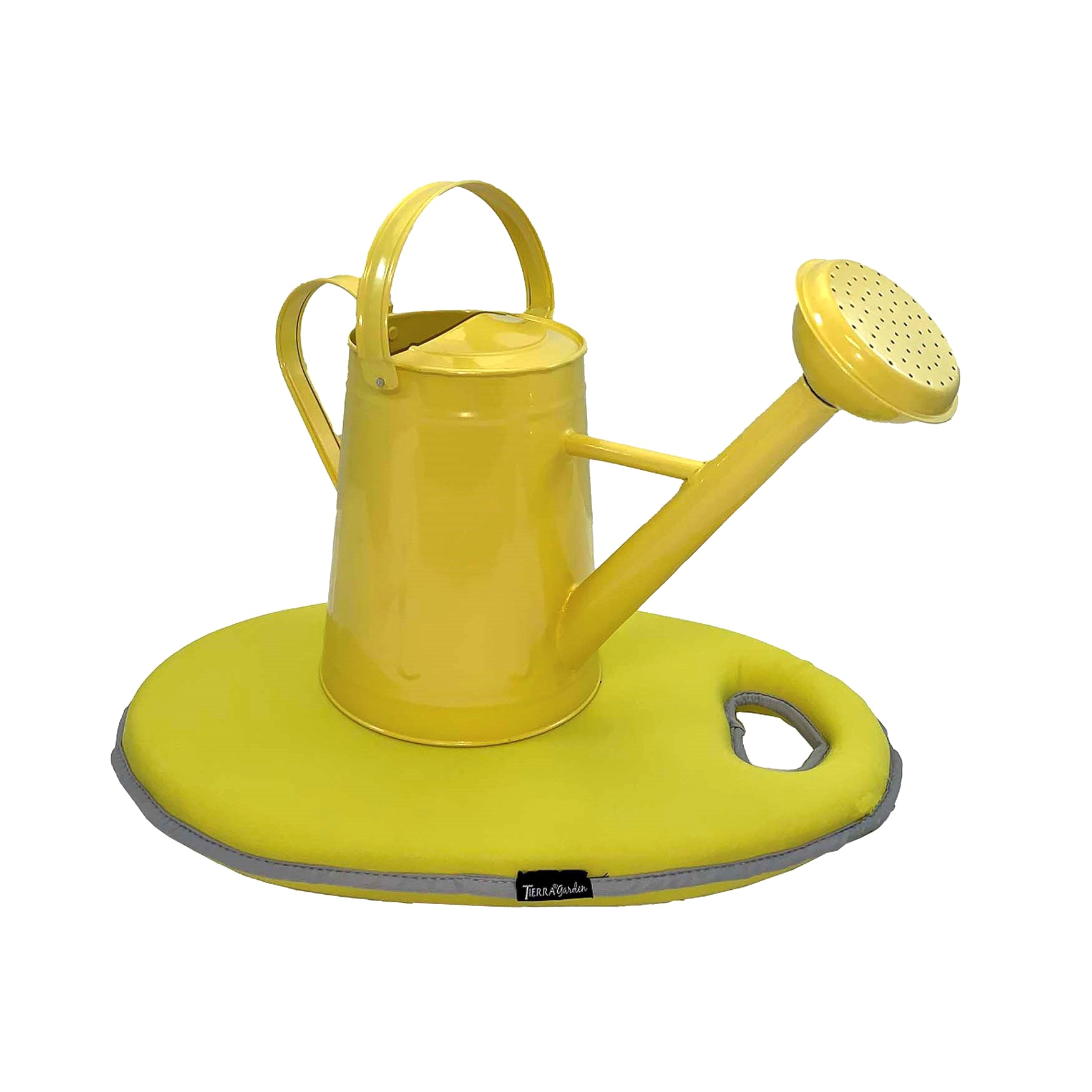 Metal Watering Can & Memory Foam Kneel Cushion Combo - 1.2 gal Yellow