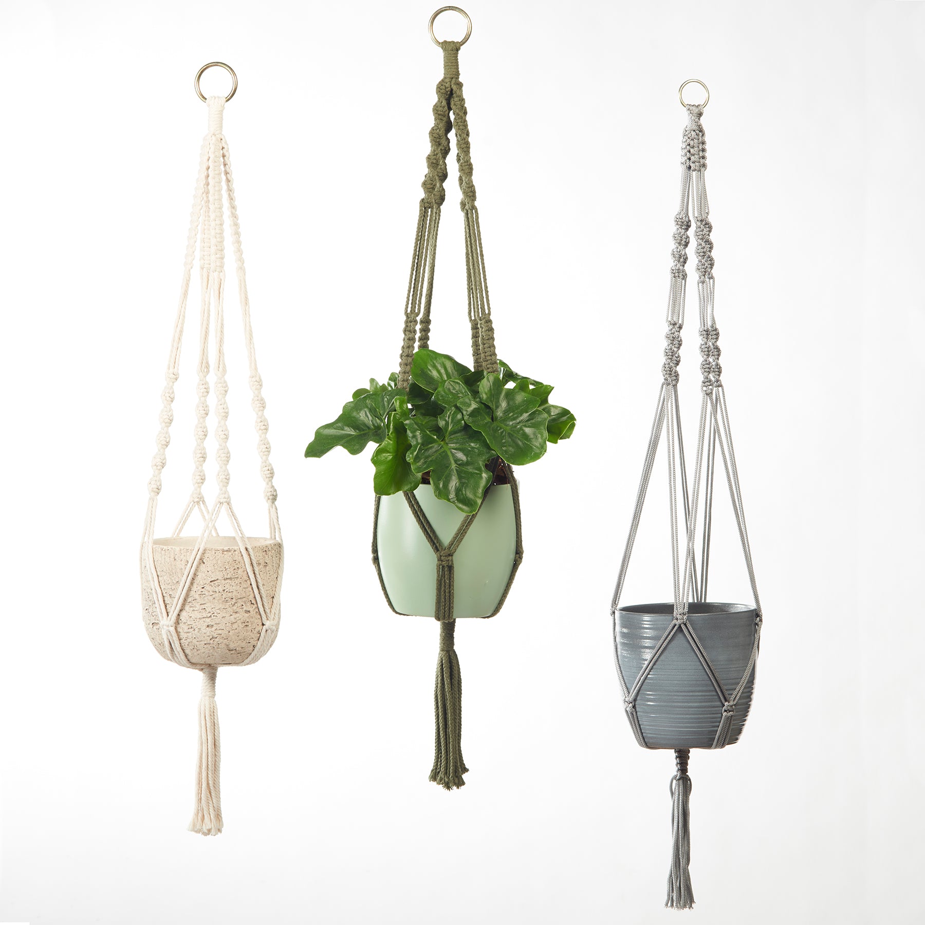 Macrame Hanger - 35" Shiny Gray