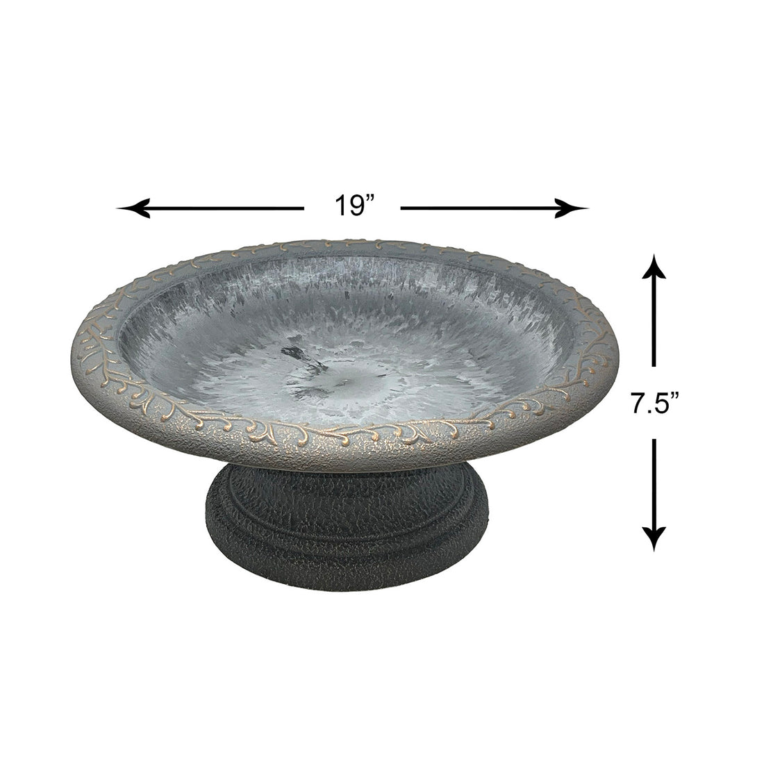 Dove Gray Fiber Clay Birdbath - 7.5"