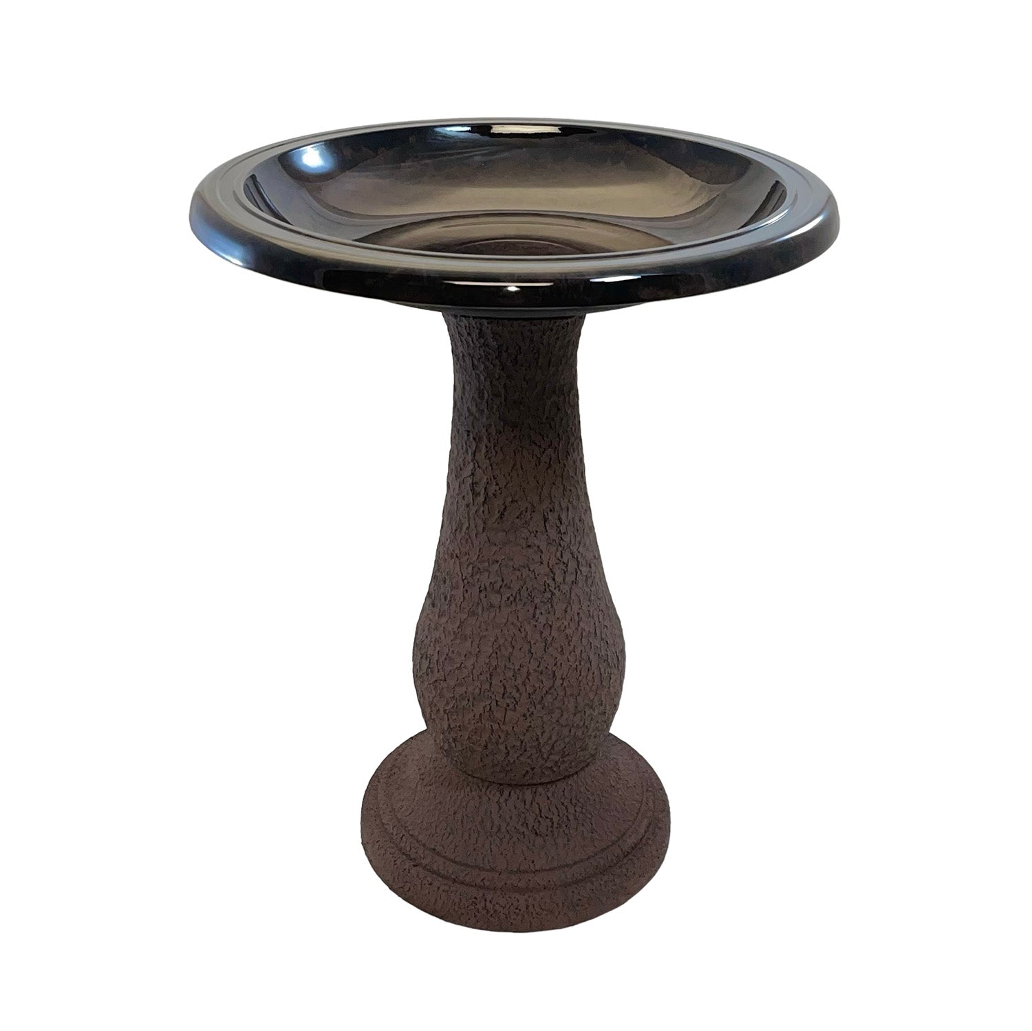 Antique Brown Fiber Clay Birdbath - 24"