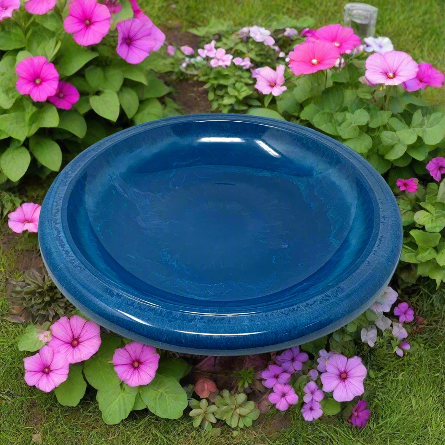 Azure Fiber Clay Birdbath Bowl - 19" dia