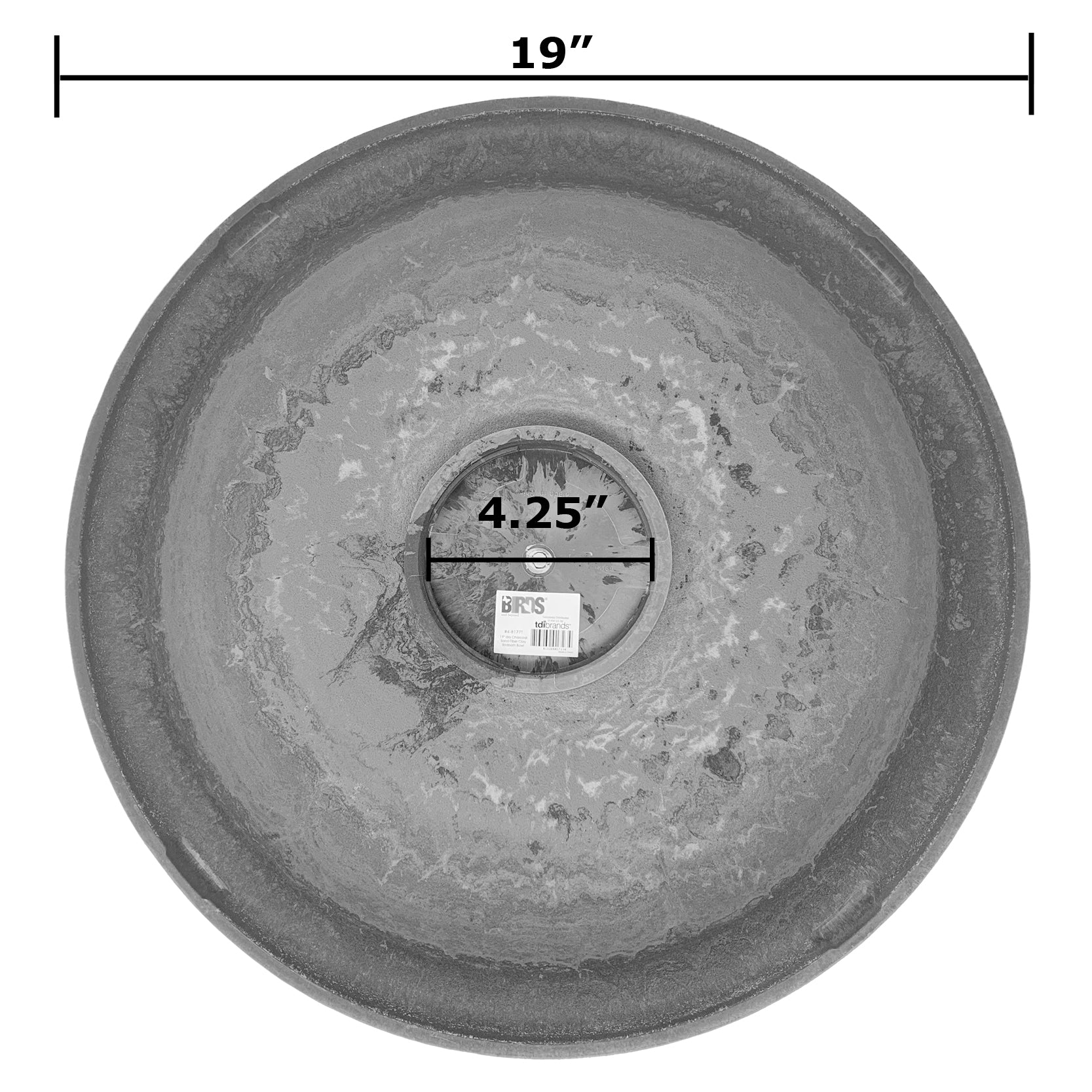 Gray Fiber Clay Birdbath Bowl - 19" dia