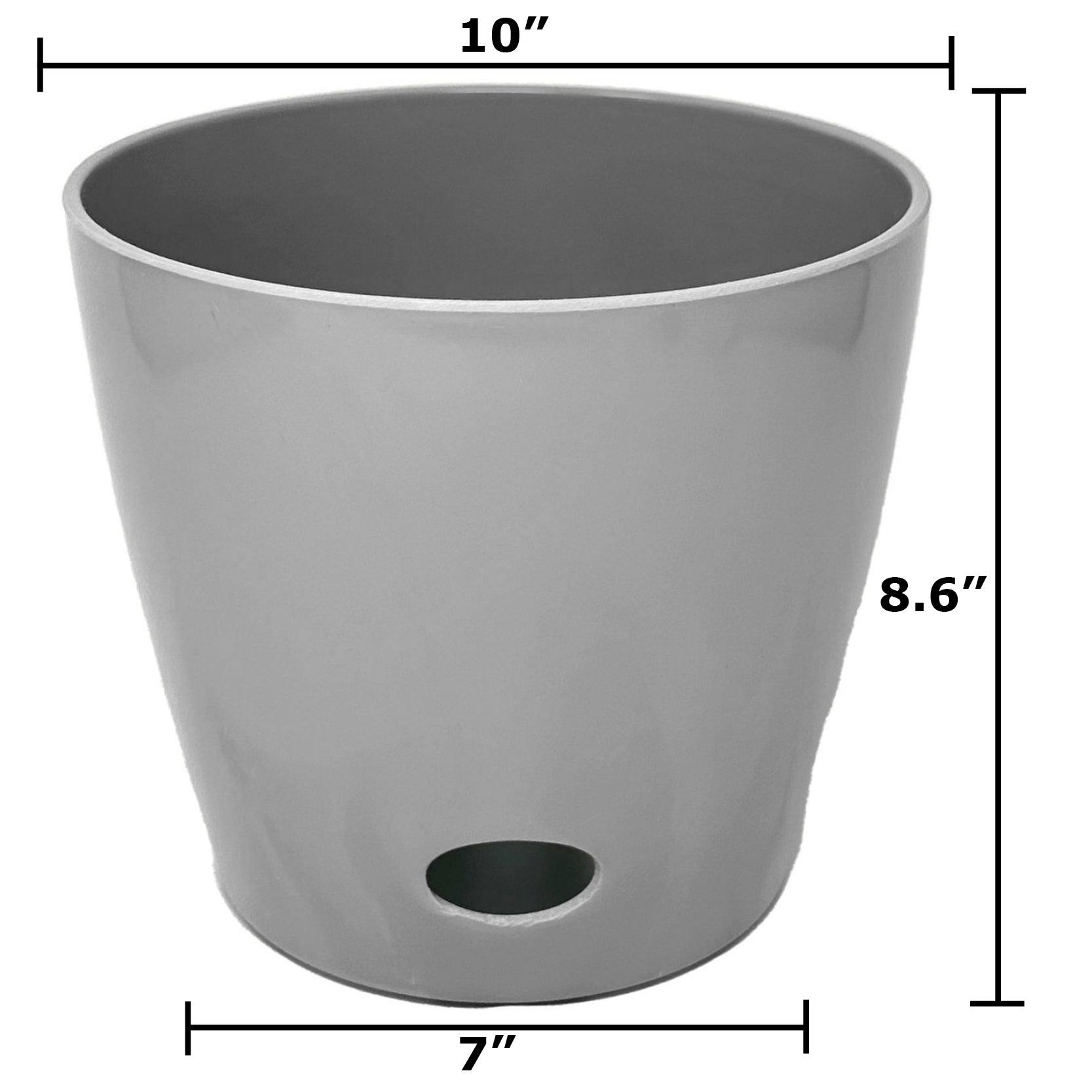 10" Round Self-Watering Bamboo Pot - Gray