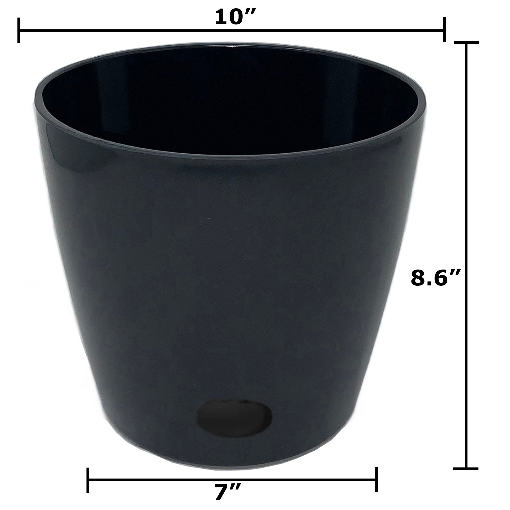 Self-Watering Bamboo Pot - 10" Black Round