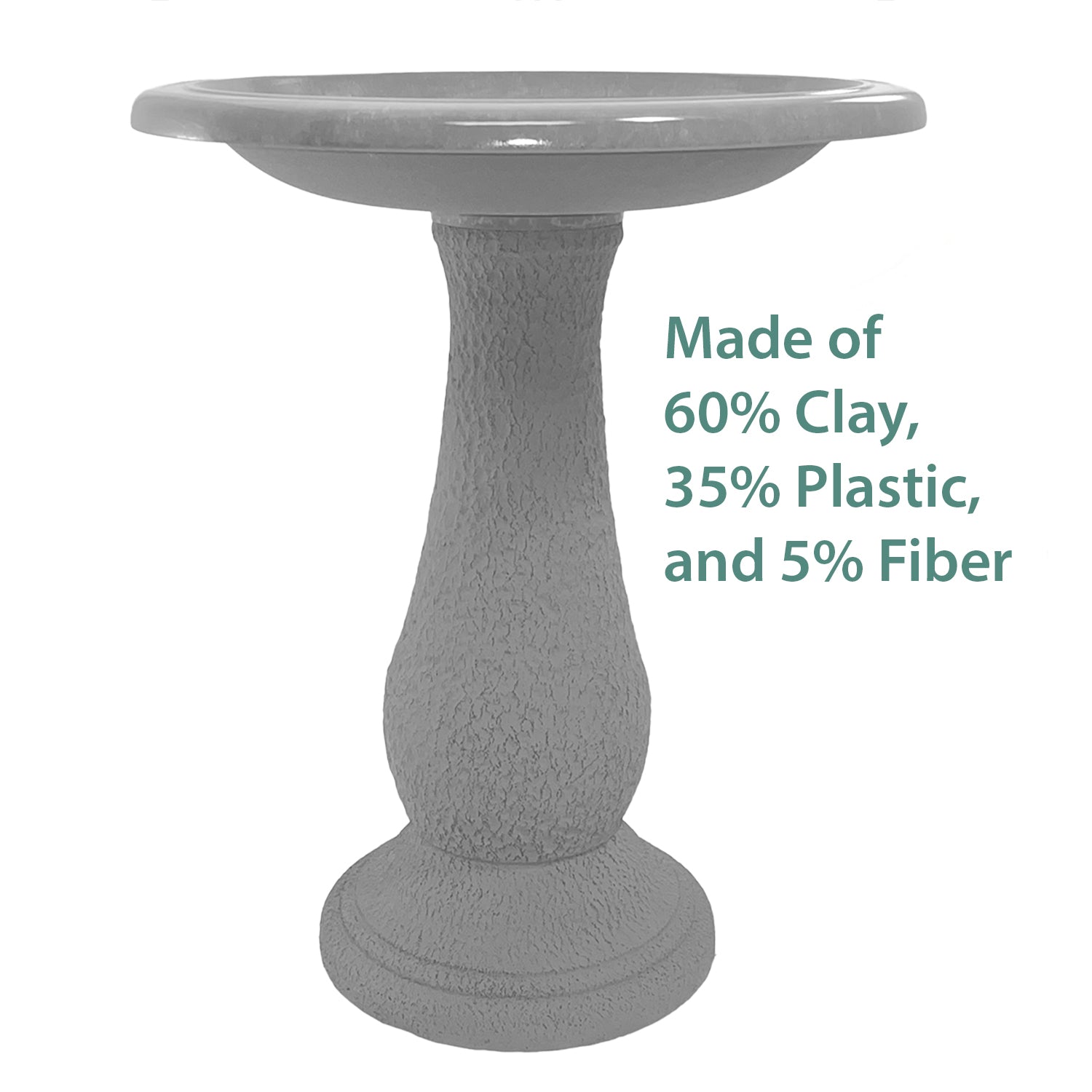 Hunter Green Fiber Clay Birdbath - 24"