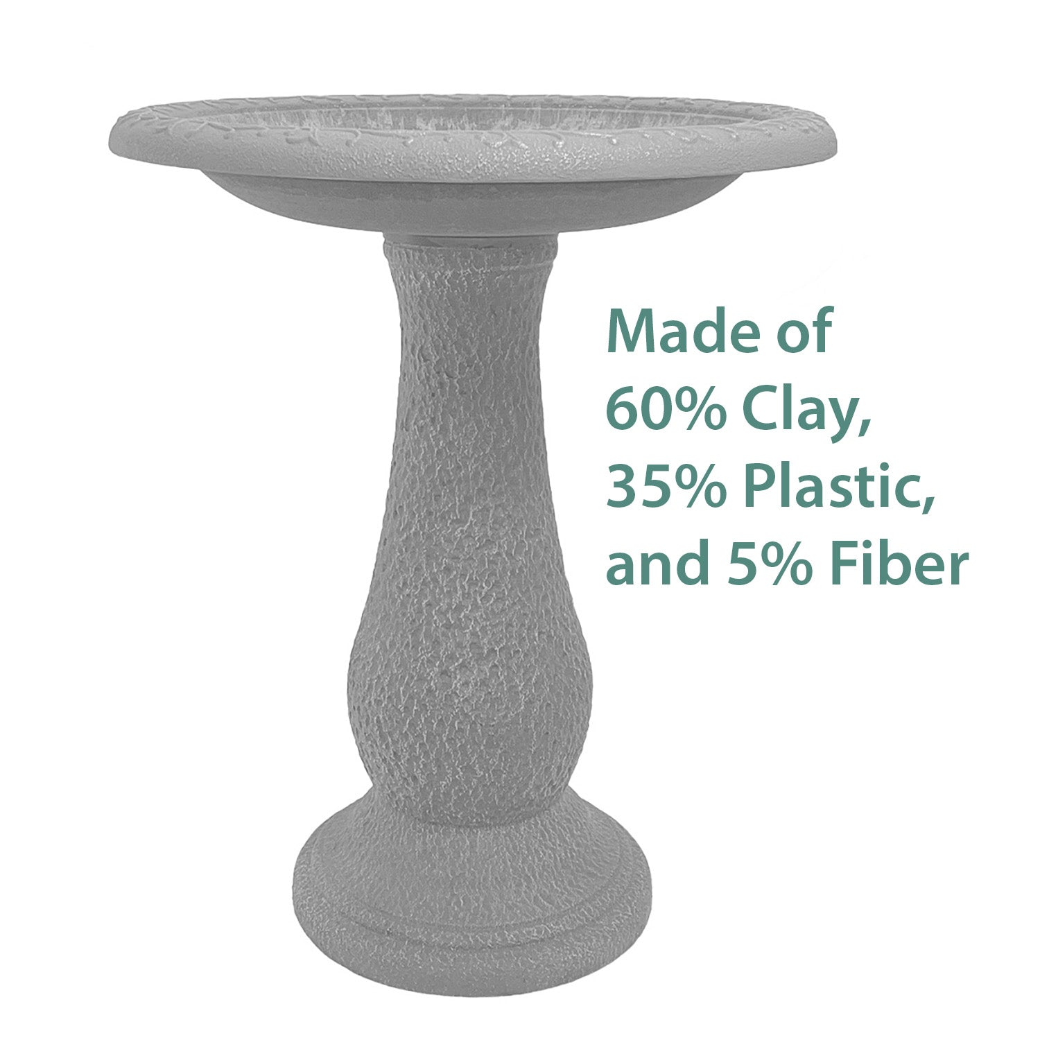 Red/Charcoal Fiber Clay Birdbath - 24"