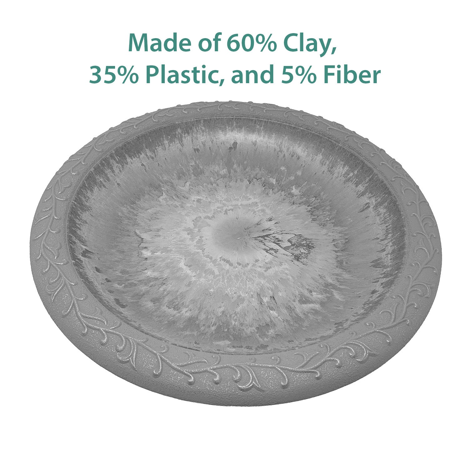 Light Green Fiber Clay Birdbath Bowl - 19" dia