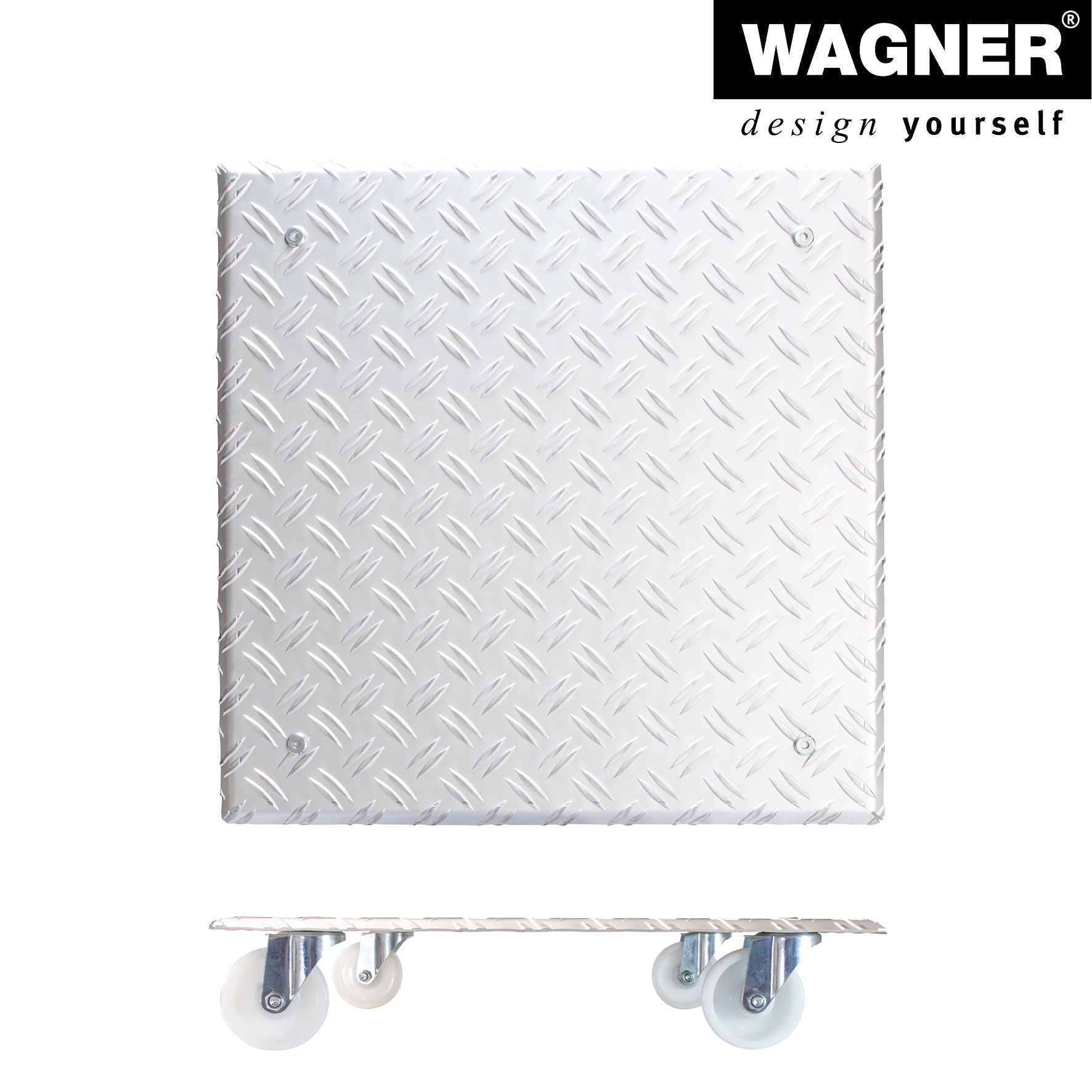 Aluminum Plant Caddy - 18.5" Silver Square Diamond Plated