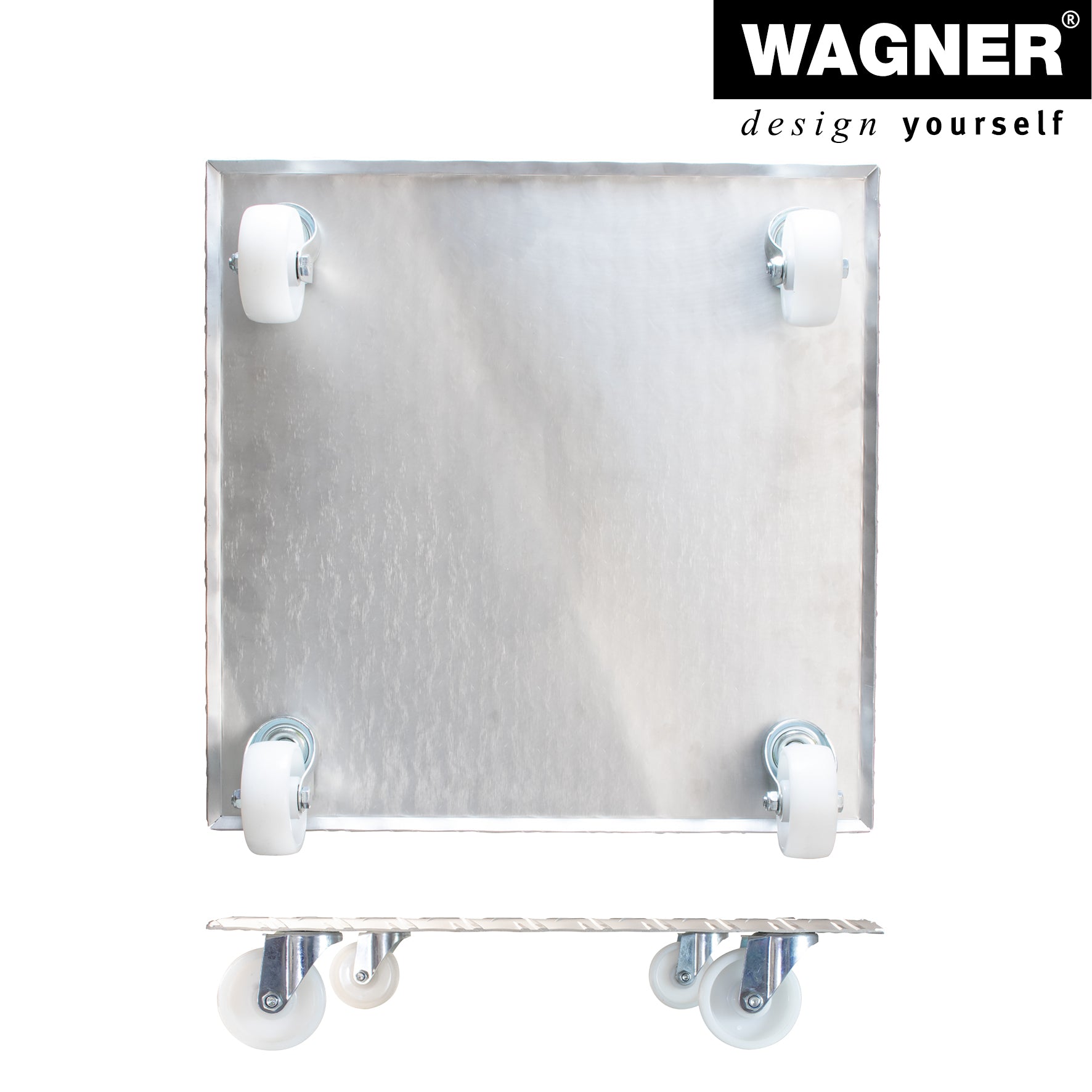 Aluminum Plant Caddy - 18.5" Silver Square Diamond Plated