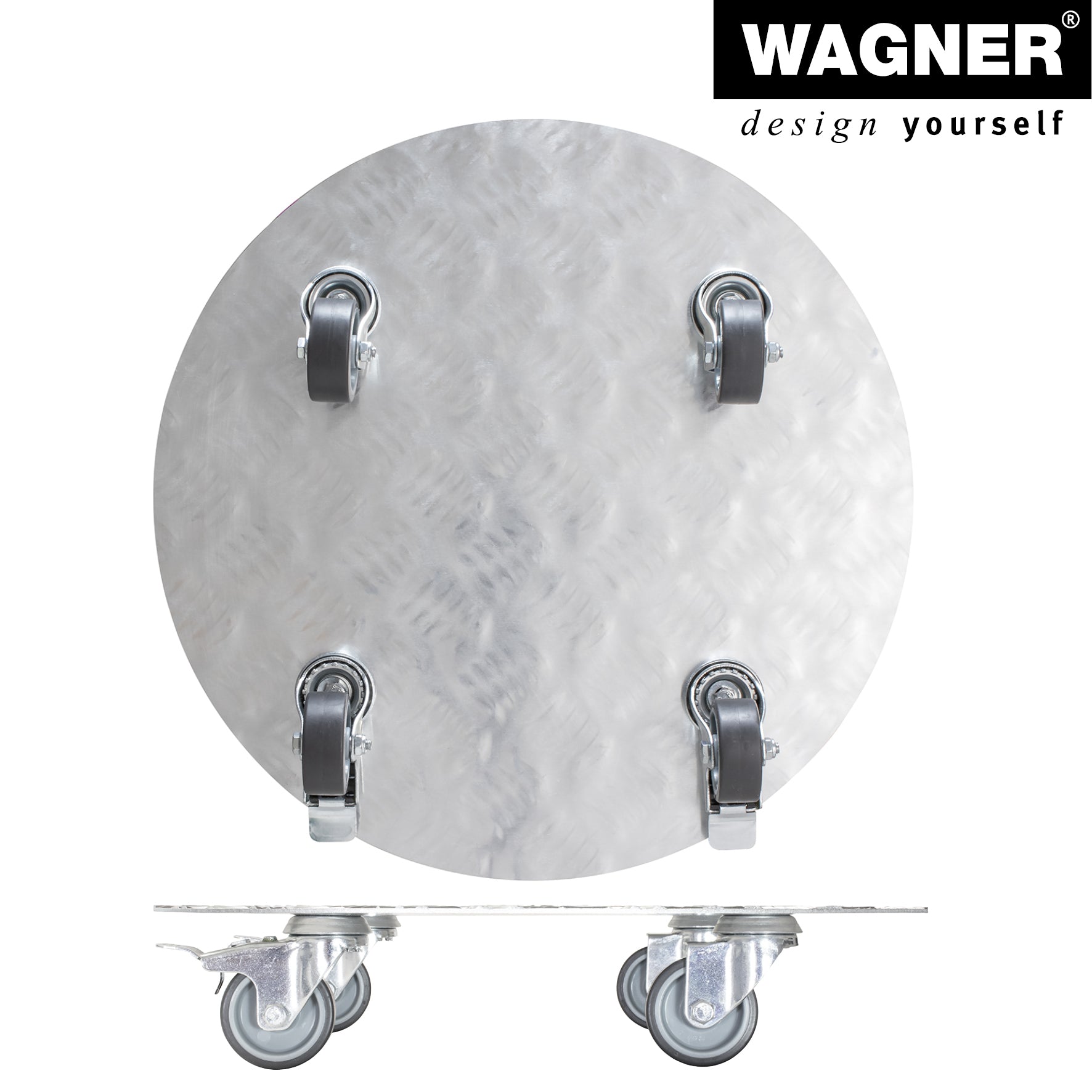 Aluminum Plant Caddy - 15" Silver Round Diamond Plated