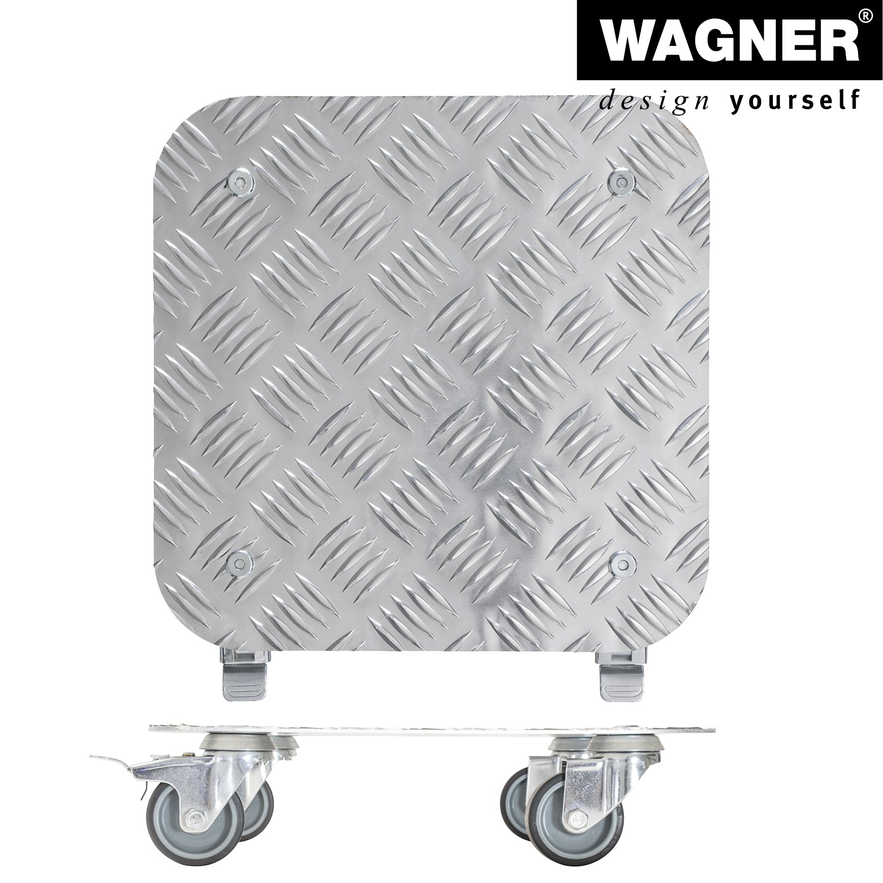 Aluminum Plant Caddy - 11.4" Silver Square Diamond Plated