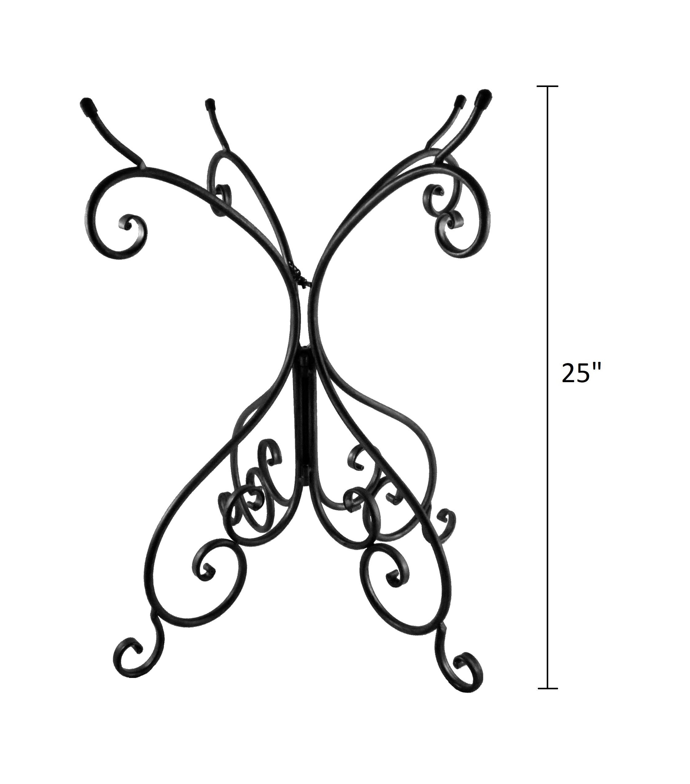 Antique Brown Fiber Clay Birdbath on Black Metal Base - 28"