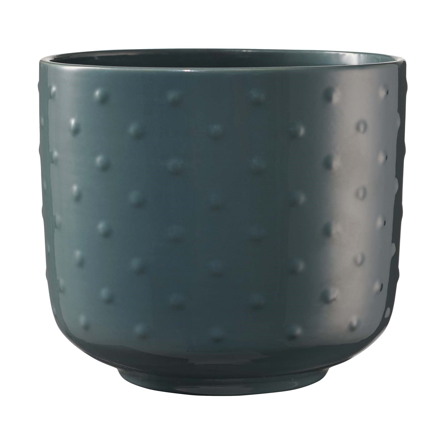 Baku Pearl Ceramic Pot - 5.1" High Gloss Green Blue