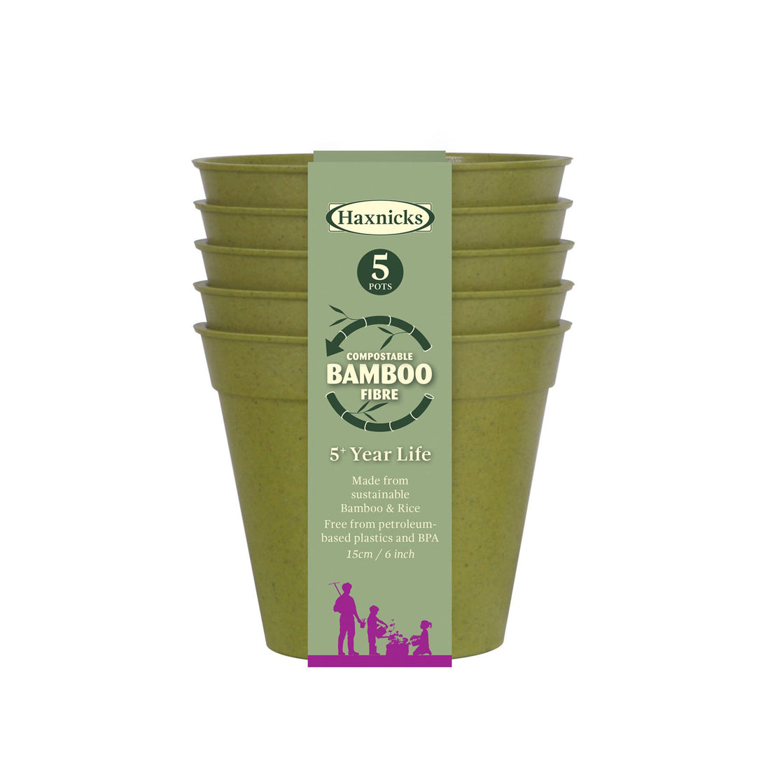 Bamboo Pot (5 pack) - 6" Green