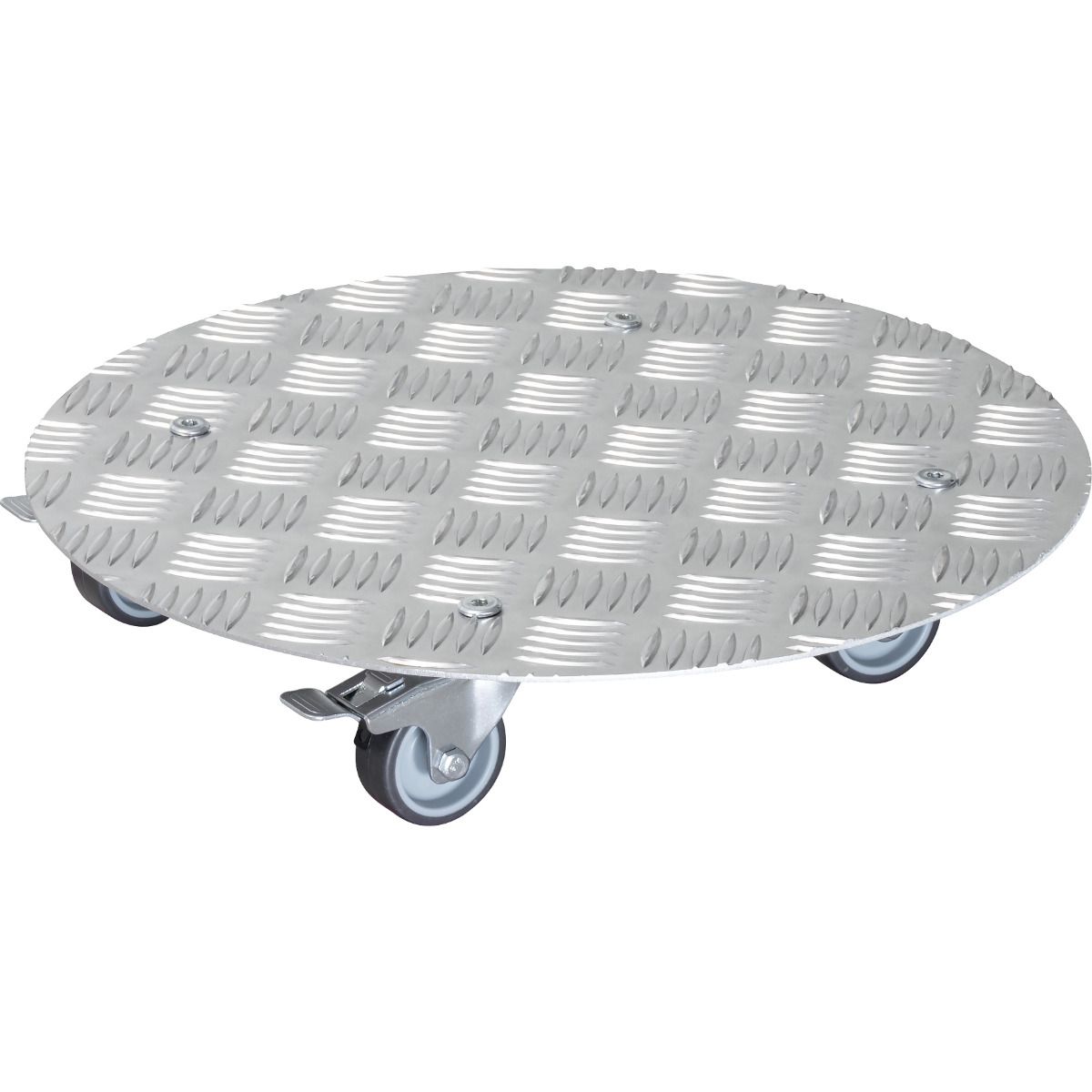 Aluminum Plant Caddy - 15" Silver Round Diamond Plated