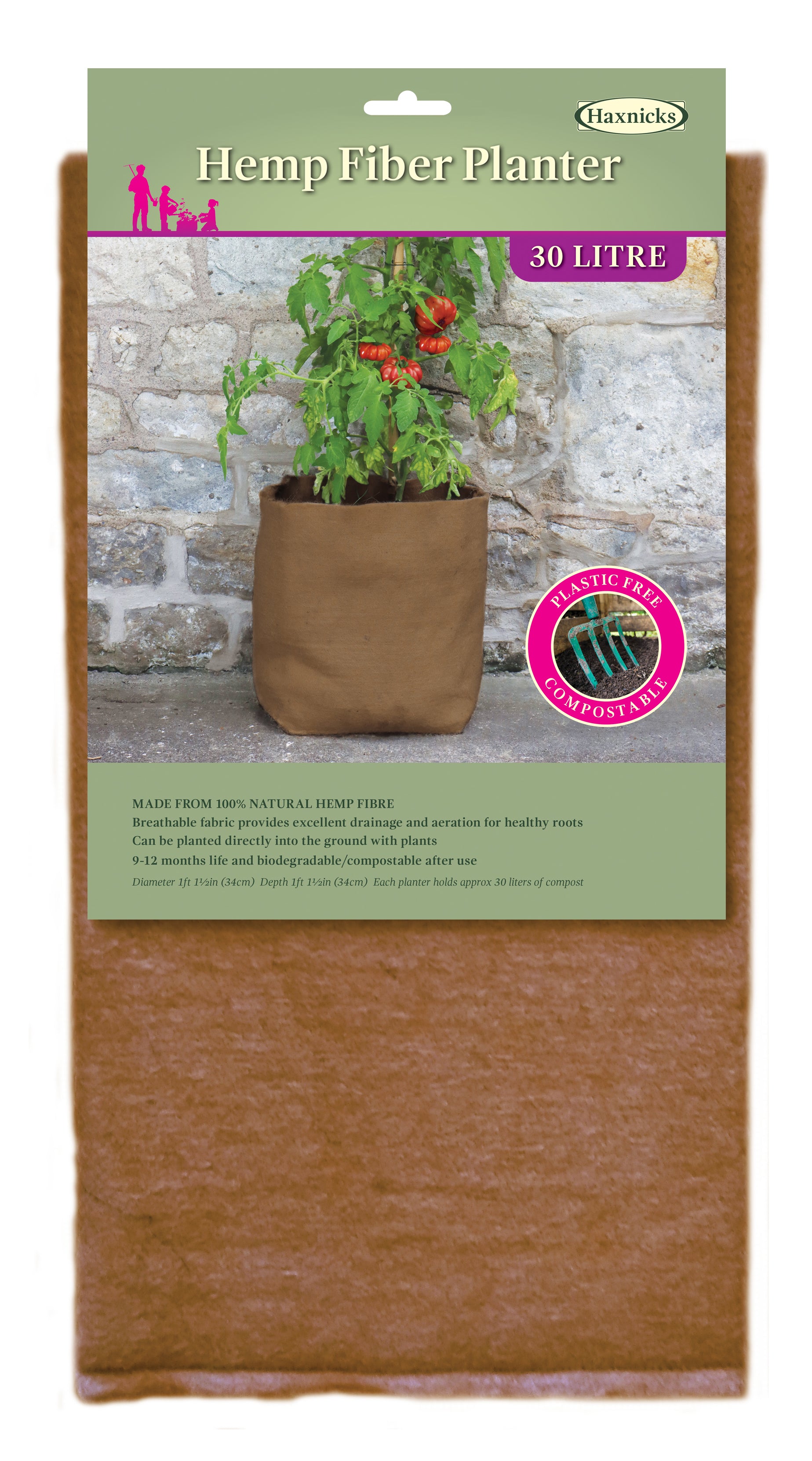 Hemp Fiber Planter - 30L