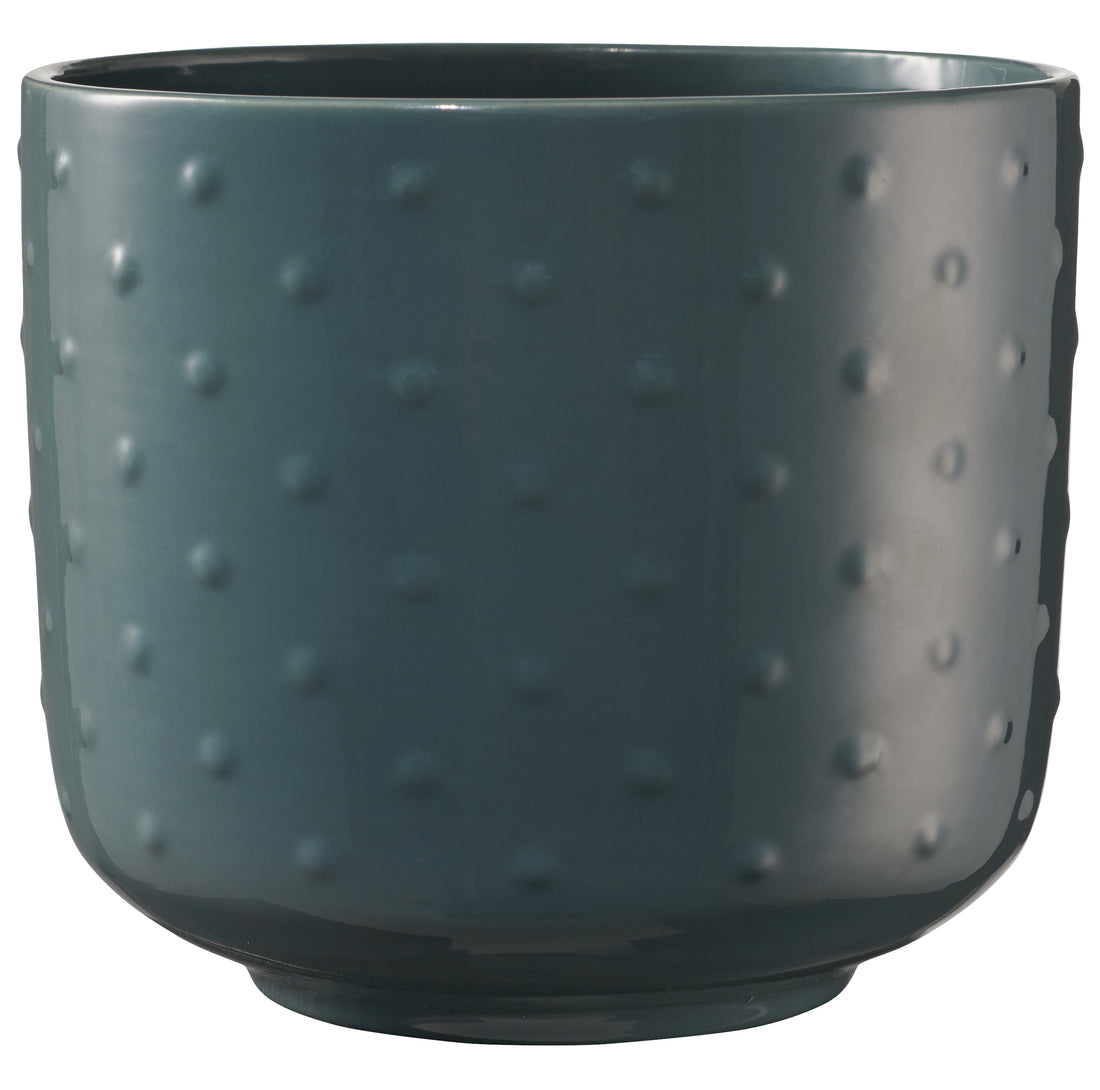 Baku Pearl Ceramic Pot - 7.5" High-Gloss Green Blue