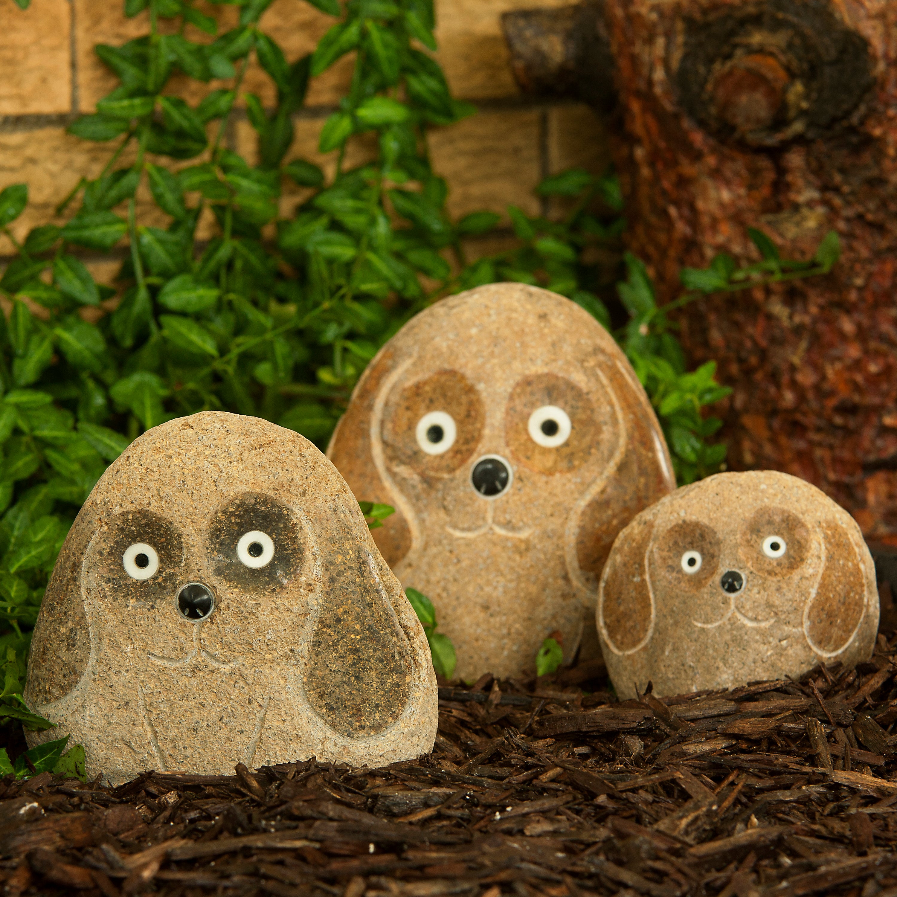 Family of Boulder Dogs - 3 Pcs 4"H, 6"H, 8"H