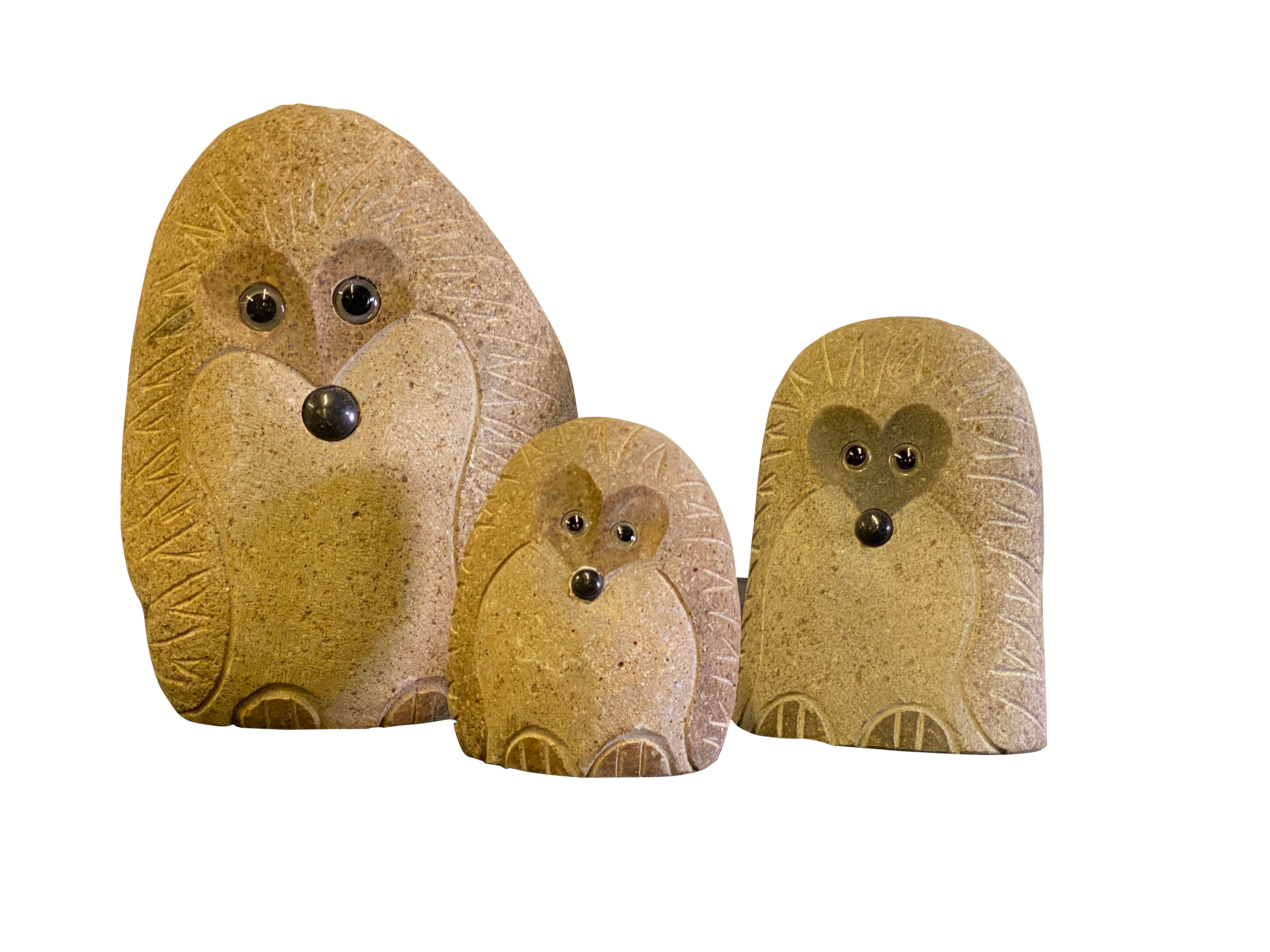 Family of Boulder Standing Hedgehogs - 3 Pcs 6"H, 8"H, 12"H