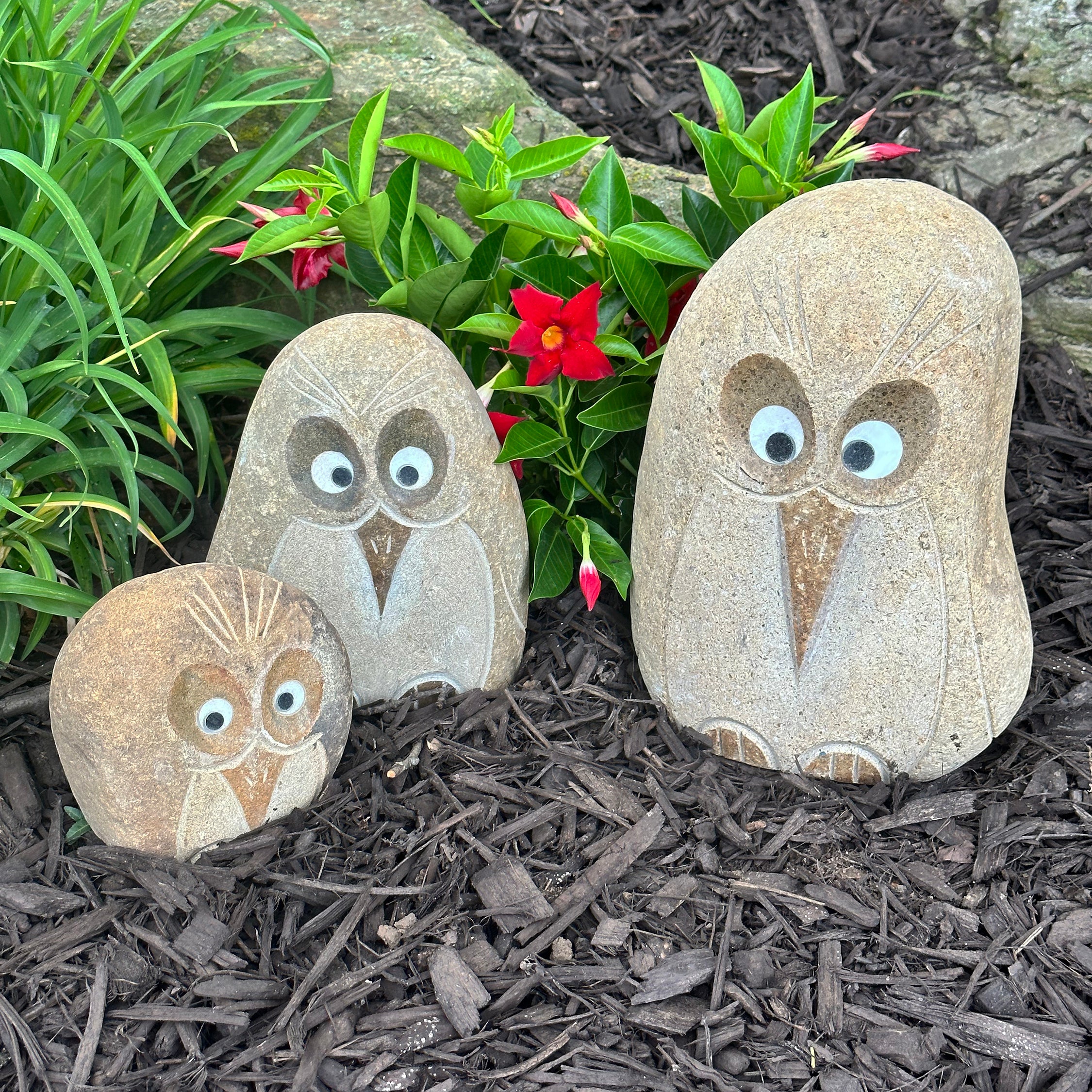 Family of Boulder Angry Birds - 3 Pcs 6"H, 8"H, 12"H