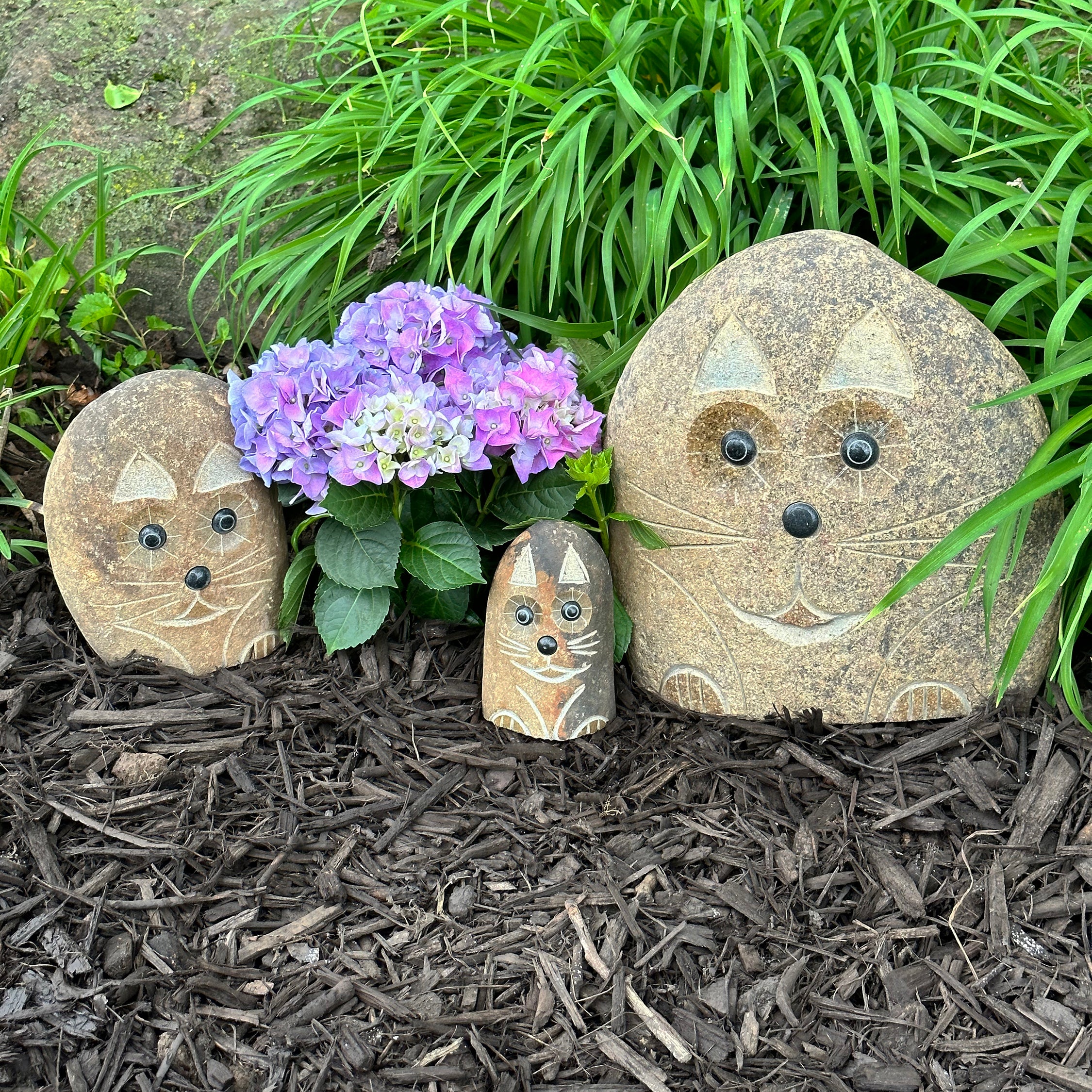 Family of Boulder Cats - 3 Pcs 6"H, 8"H, 12"H