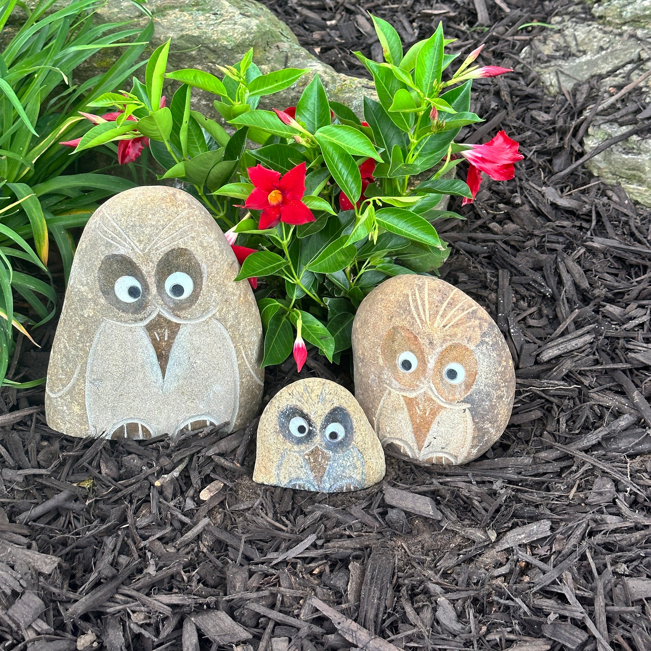 Family of Boulder Angry Birds - 3 Pcs 4"H, 6"H, 8"H,