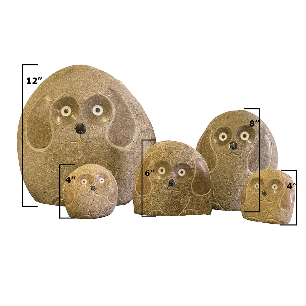 Family of Boulder Dogs - 5 Pcs 4"H, 6H"H, 8"H, 12"