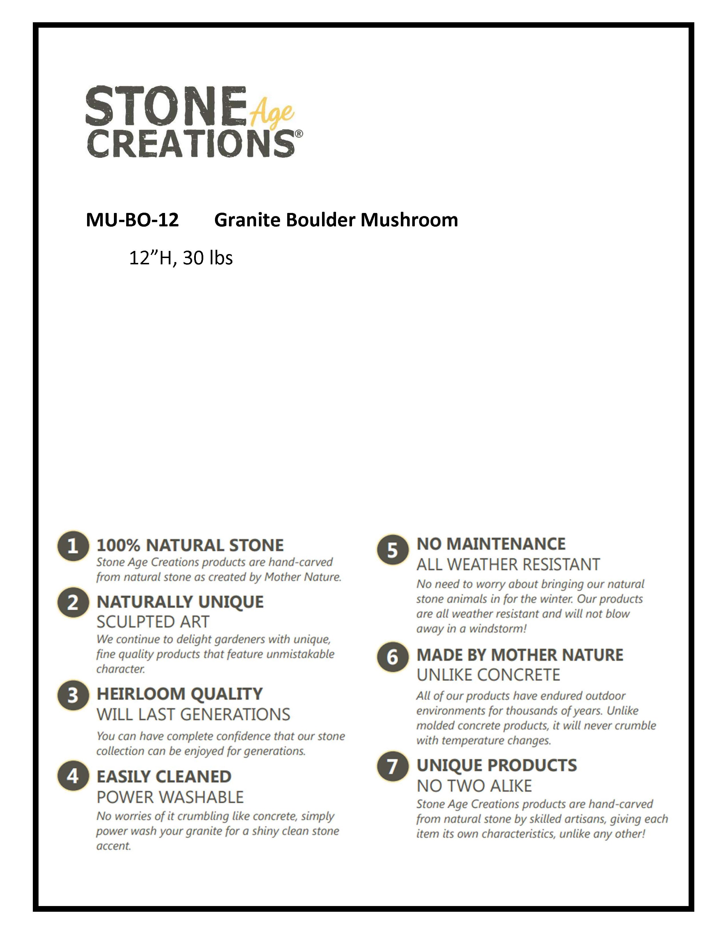 Boulder Mushroom - 12"H