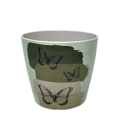7" Round Self-Watering Bamboo Pot - Butterfly