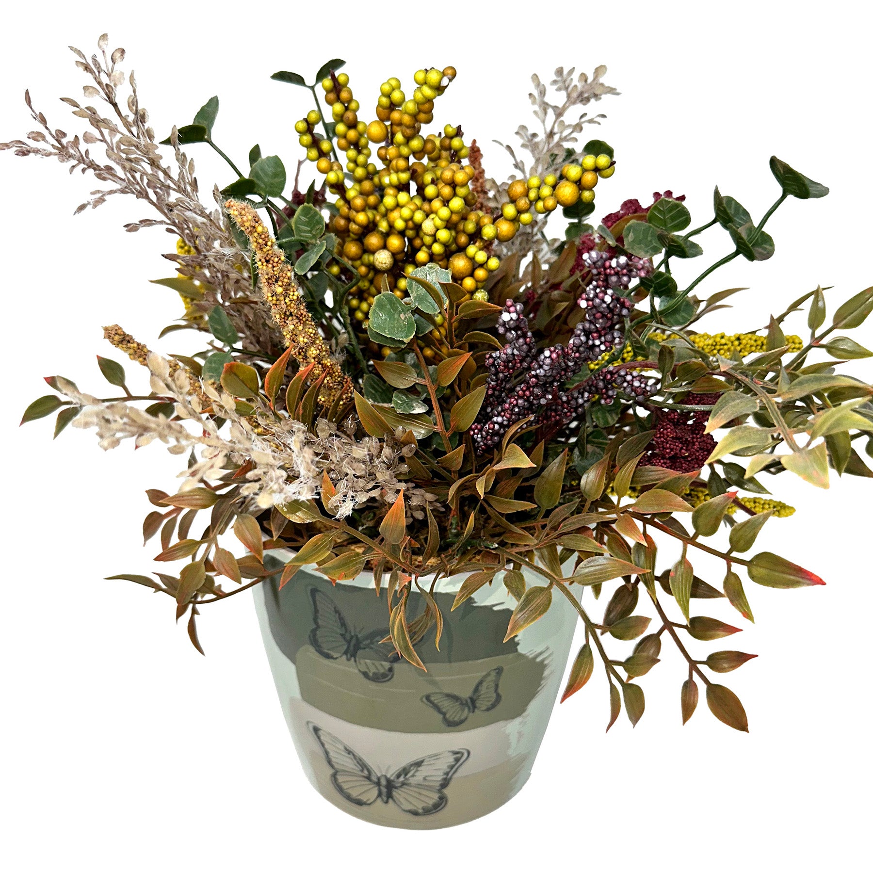 7" Round Self-Watering Bamboo Pot - Butterfly