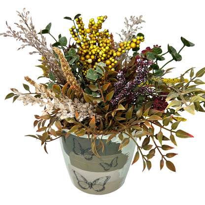 7" Round Self-Watering Bamboo Pot - Butterfly